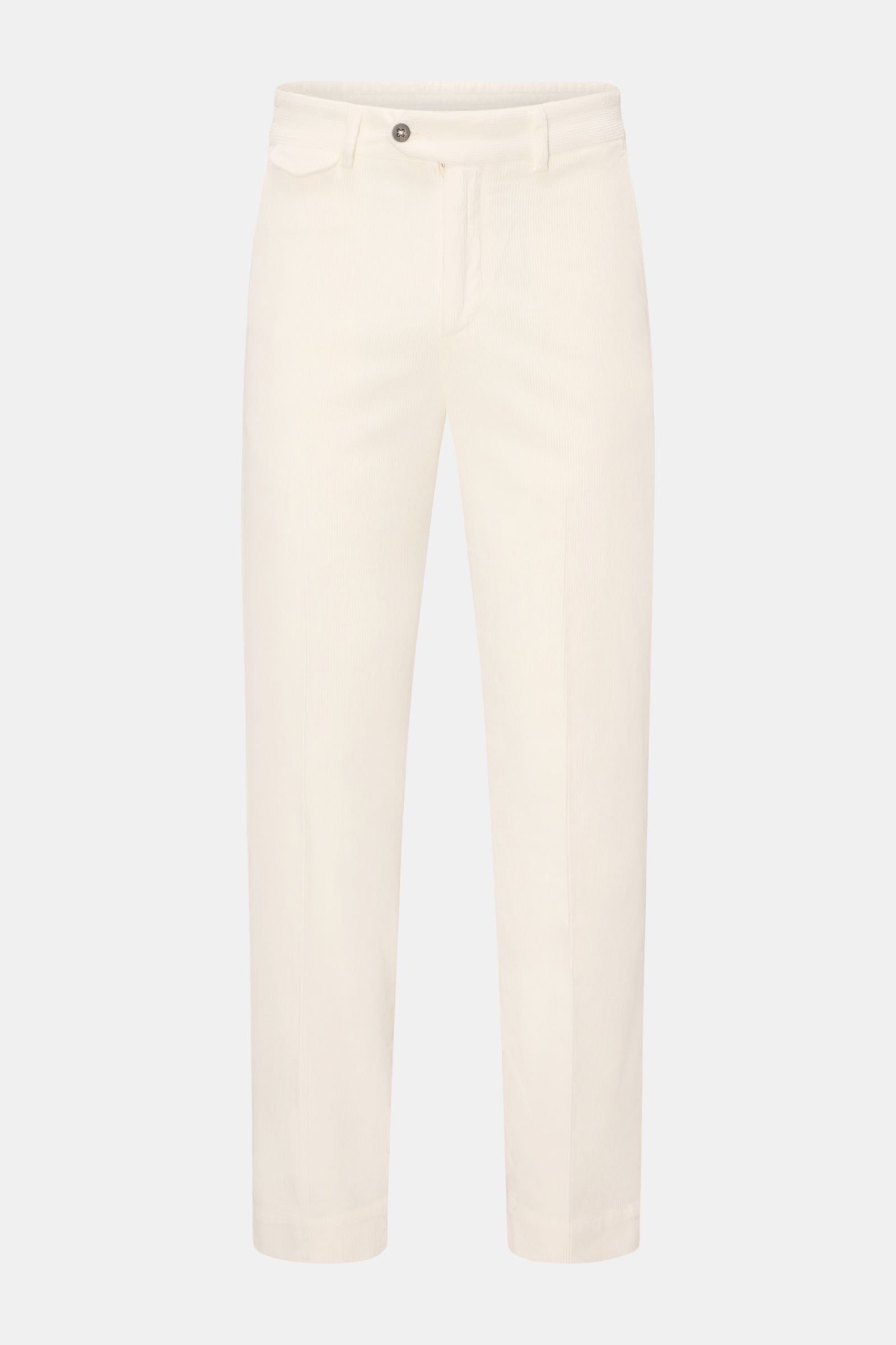 Front view of 04651/ A trip in a bag Corduroy trousers cream in cotton and modal, slim fit with partially elasticated waistband.

Welcome to the Autumn Winter Collection by 04651/ A TRIP IN A BAG – inspired by Finland’s contrasts between city and natur