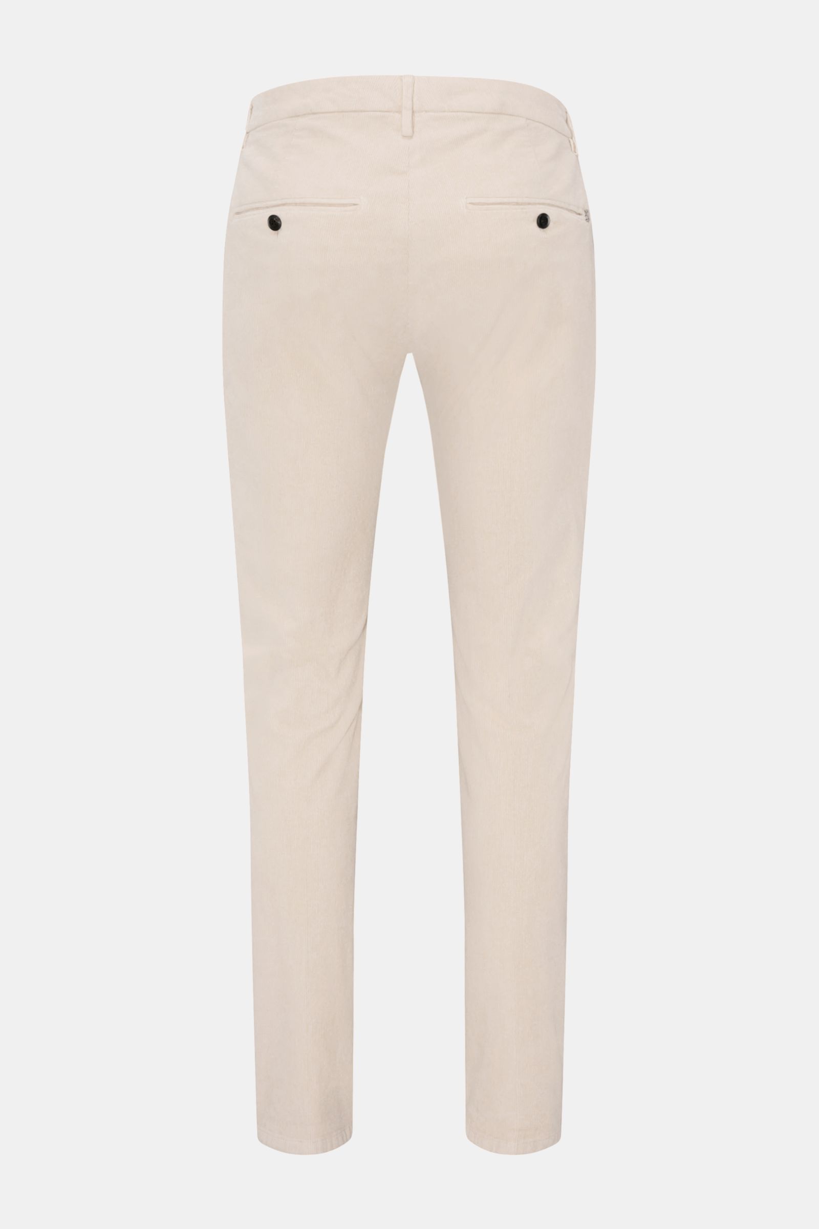 Dondup Cordhose 'Gaubert' creme, feiner Baumwoll-Cord mit leichtem Stretch, Slim Fit, schmal zulaufend, Rückansicht mit Taschen und Metallinitial.