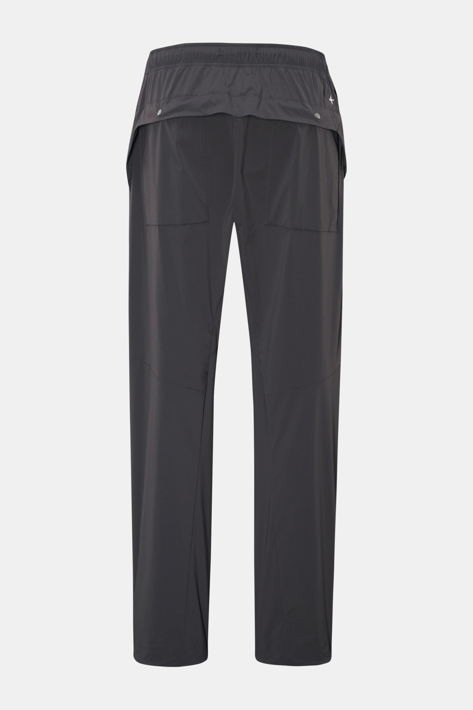 Stone Island Hose 'Stellina' dunkelgrau Rückansicht, knöchellang, elastischer Bund, Taschen, Stern-Stitching, leichte Microfaser, Tapered Fit.