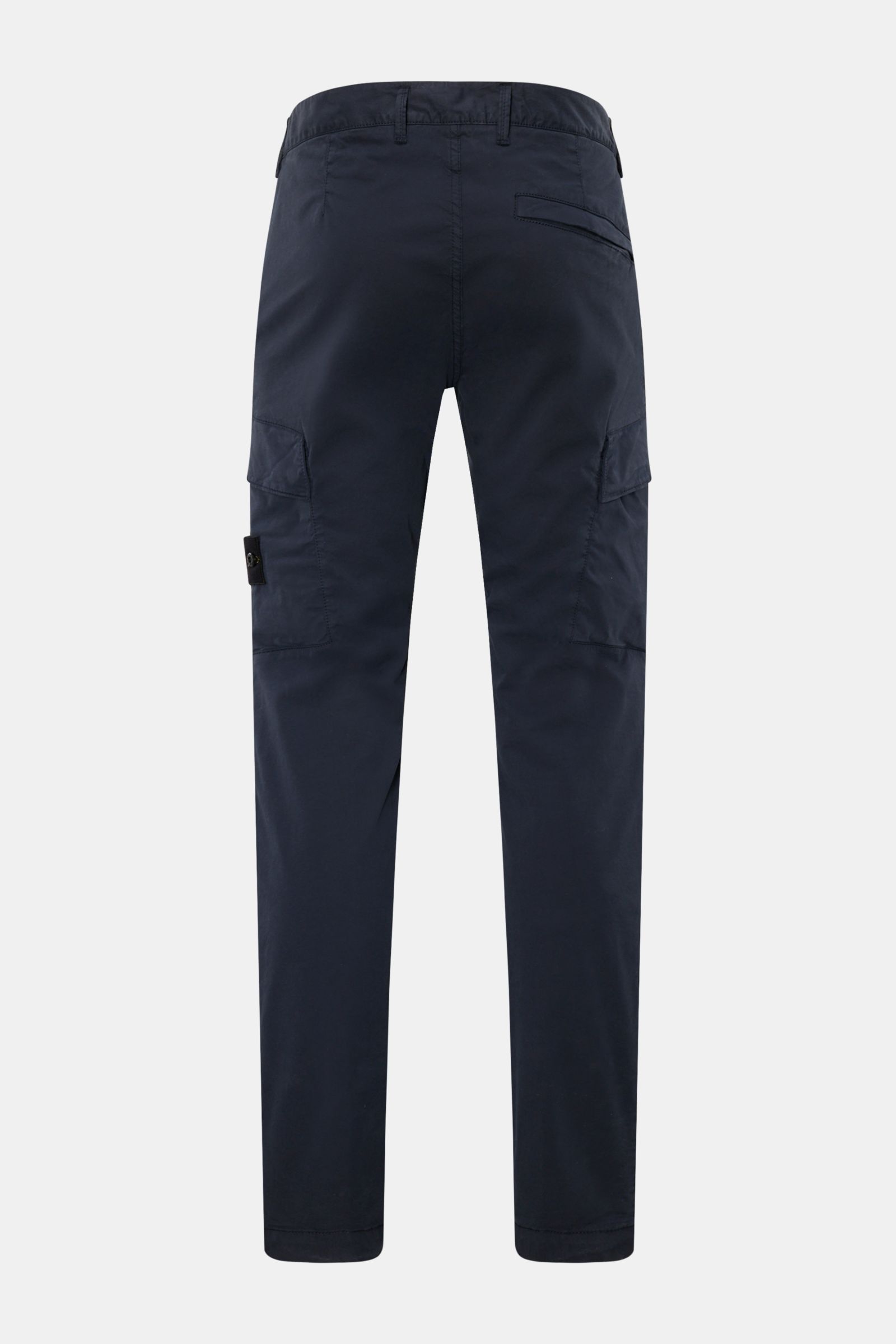 Stone Island Cargohose navy, Rückansicht, slim fit Baumwoll-Twill mit elastischer Qualität, Cargo- und französische Taschen, Kompass-Badge.