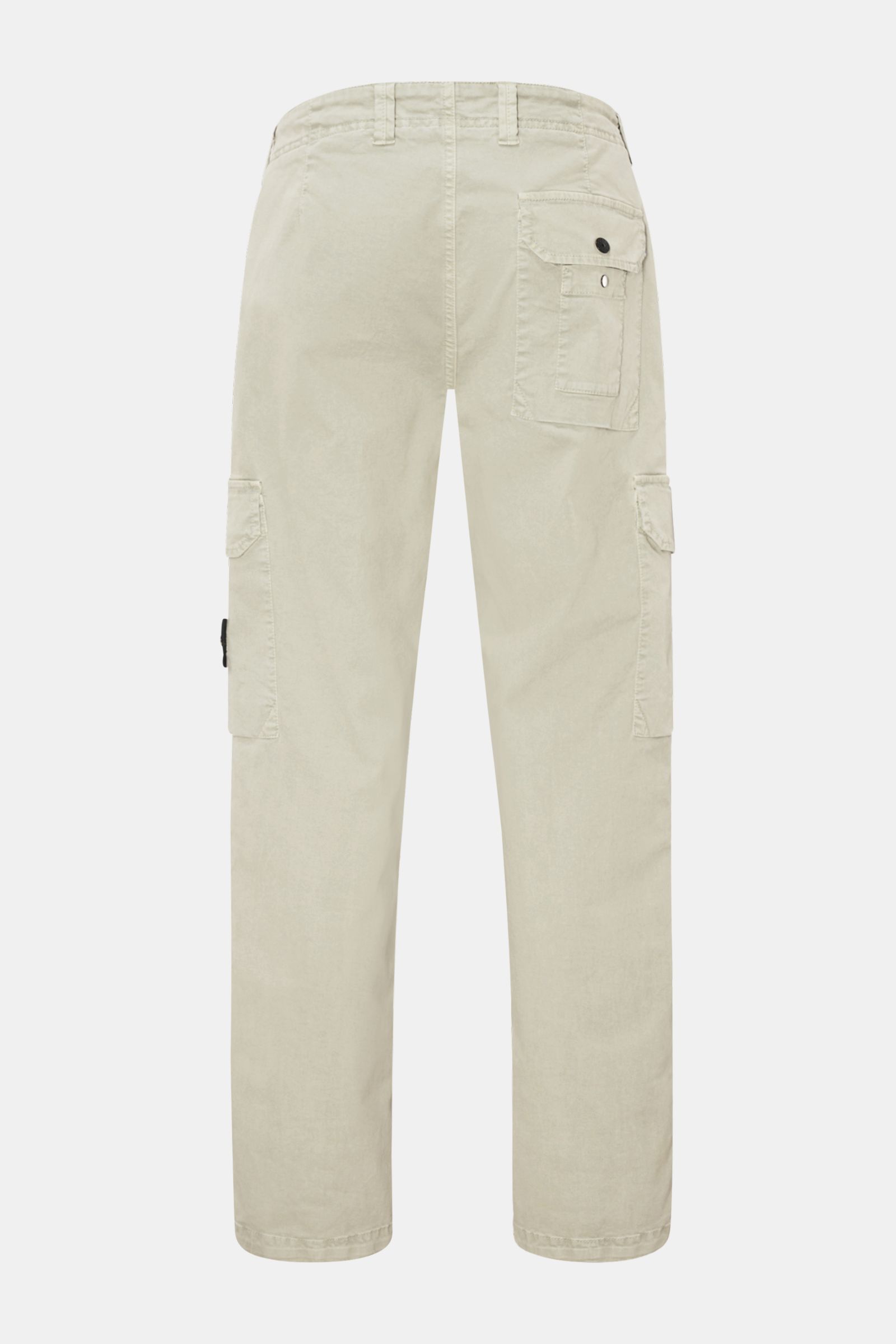 Stone Island Cargohose salbei, rückwärtige Ansicht, knöchellang, elastische Baumwolle, Cargotaschen, gerader Schnitt, Kompass-Badge.