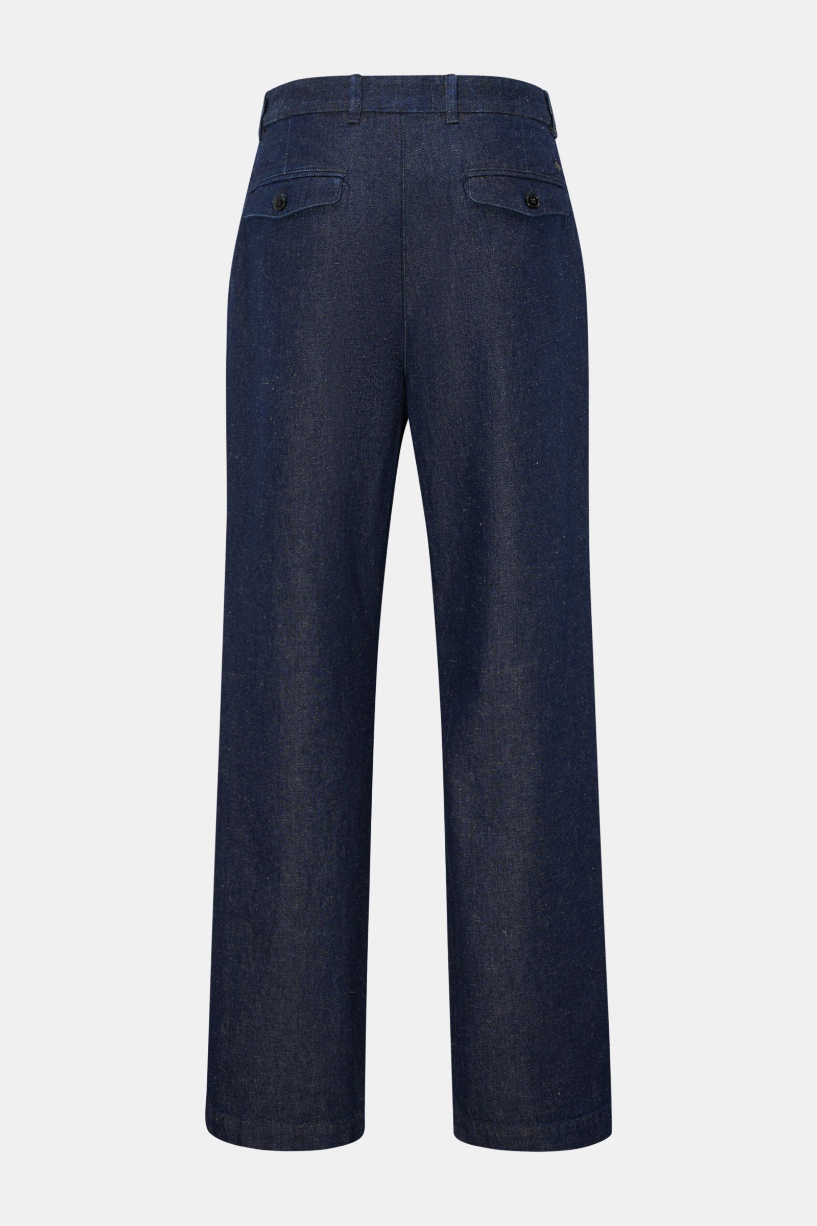 Rückansicht der Closed Jeans 'Fairport' navy aus Baumwoll-Leinen-Mix, Regular Fit, gerader Schnitt, mit geknöpften Gesäßtaschen.