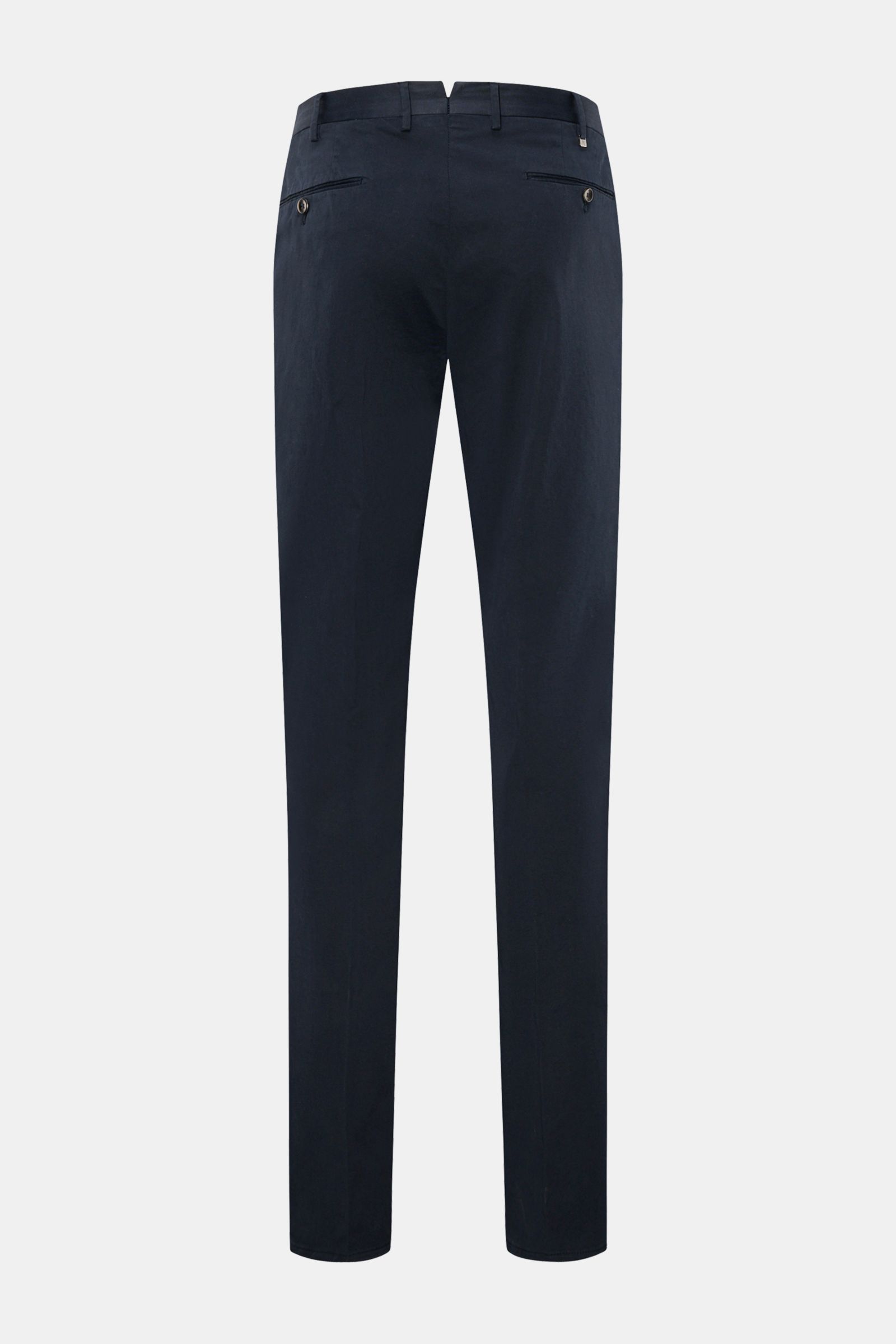 PT Torino Chino 'Slim Fit' navy, Rückansicht, schmal zulaufend, Baumwolltwill mit Stretch, französische Taschen, Uhrentasche, paspelierte Gesäßtaschen.