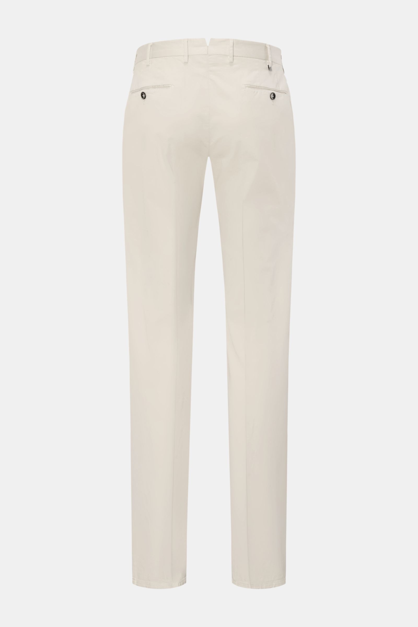 Rückansicht der PT Torino Chino 'Slim Fit' beige aus klassischem Baumwolltwill mit leichtem Stretch, französischen Taschen und paspelierten Gesäßtaschen.