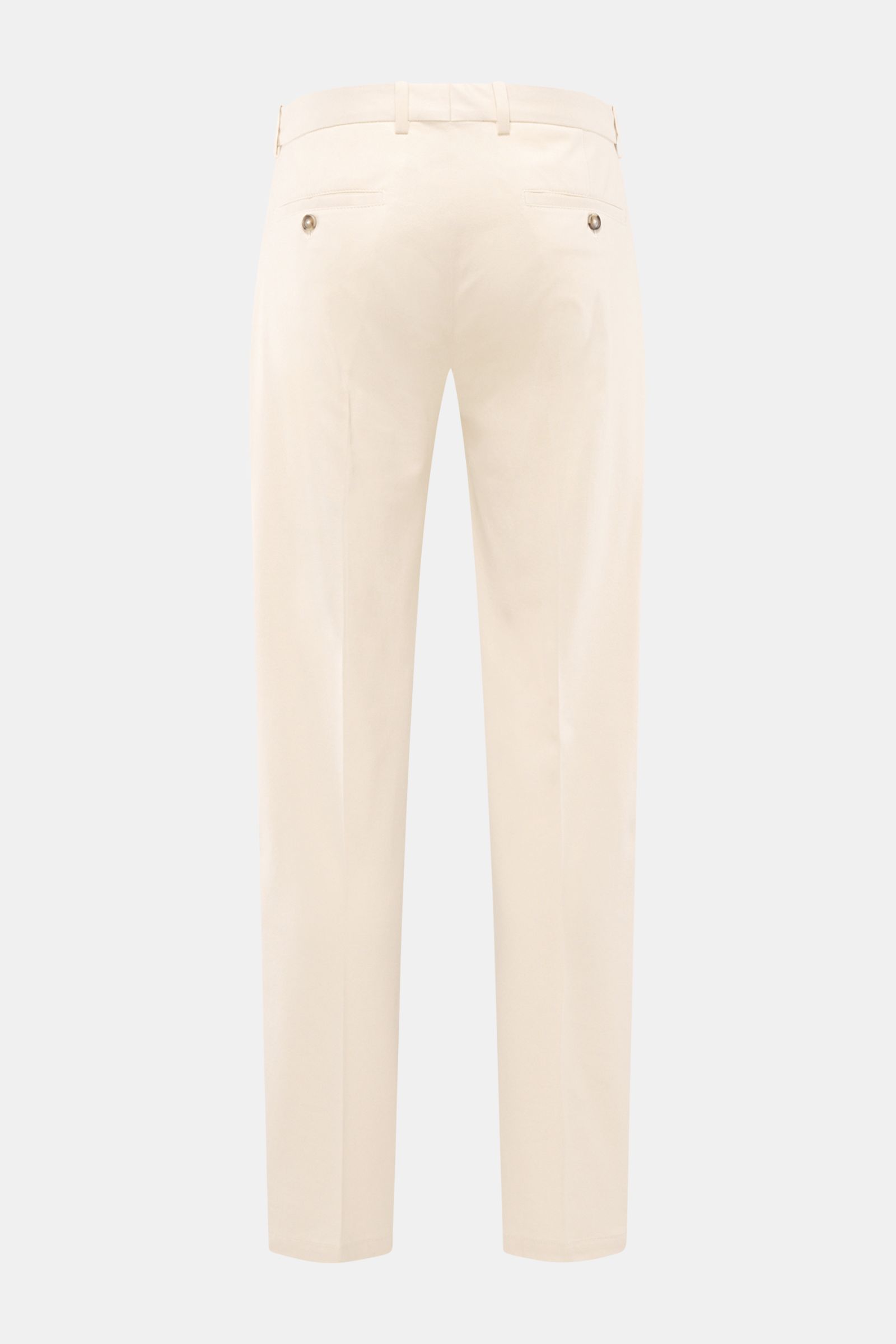 Rückansicht der cremefarbenen Circolo 1901 Jersey-Jogpants 'Premium Piquet' aus elastischem, leicht strukturiertem Piqué-Jersey mit Taschen.