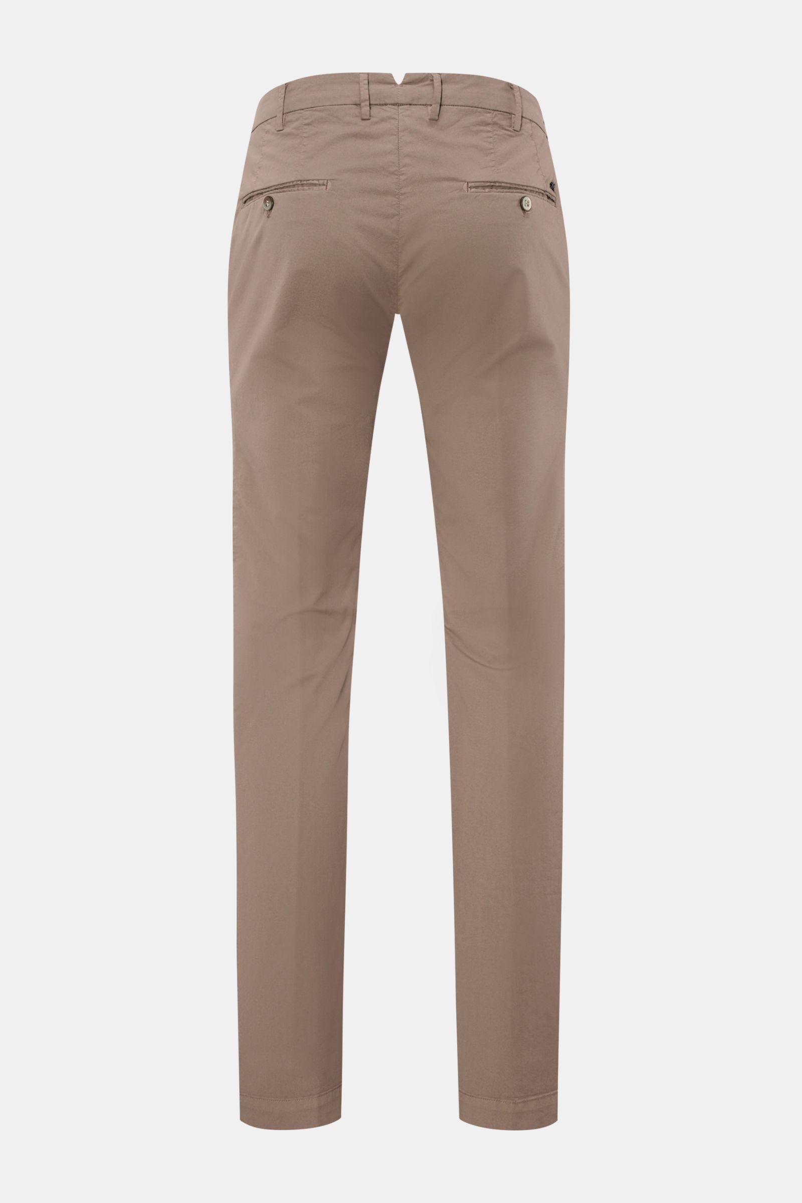 Mason's Chino 'New York Style' taupe, Rückansicht, Slim Fit Baumwollhose mit leichtem Stretch, französischen Taschen, Uhrentasche, Metallinitial, Reißverschluss.