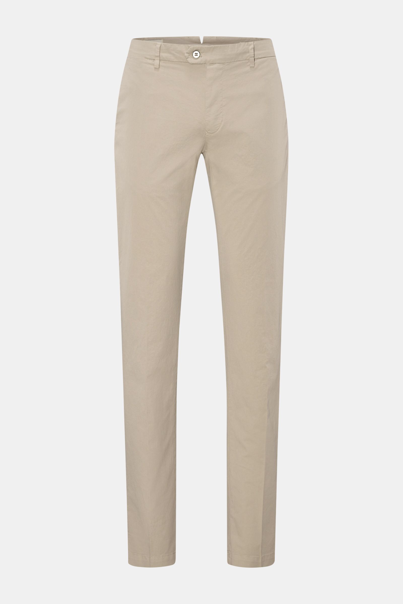 Mason's Chino 'New York Style' sand, frontale Ansicht, Slim Fit aus Baumwoll-Twill mit leichtem Stretch und feinen Details.