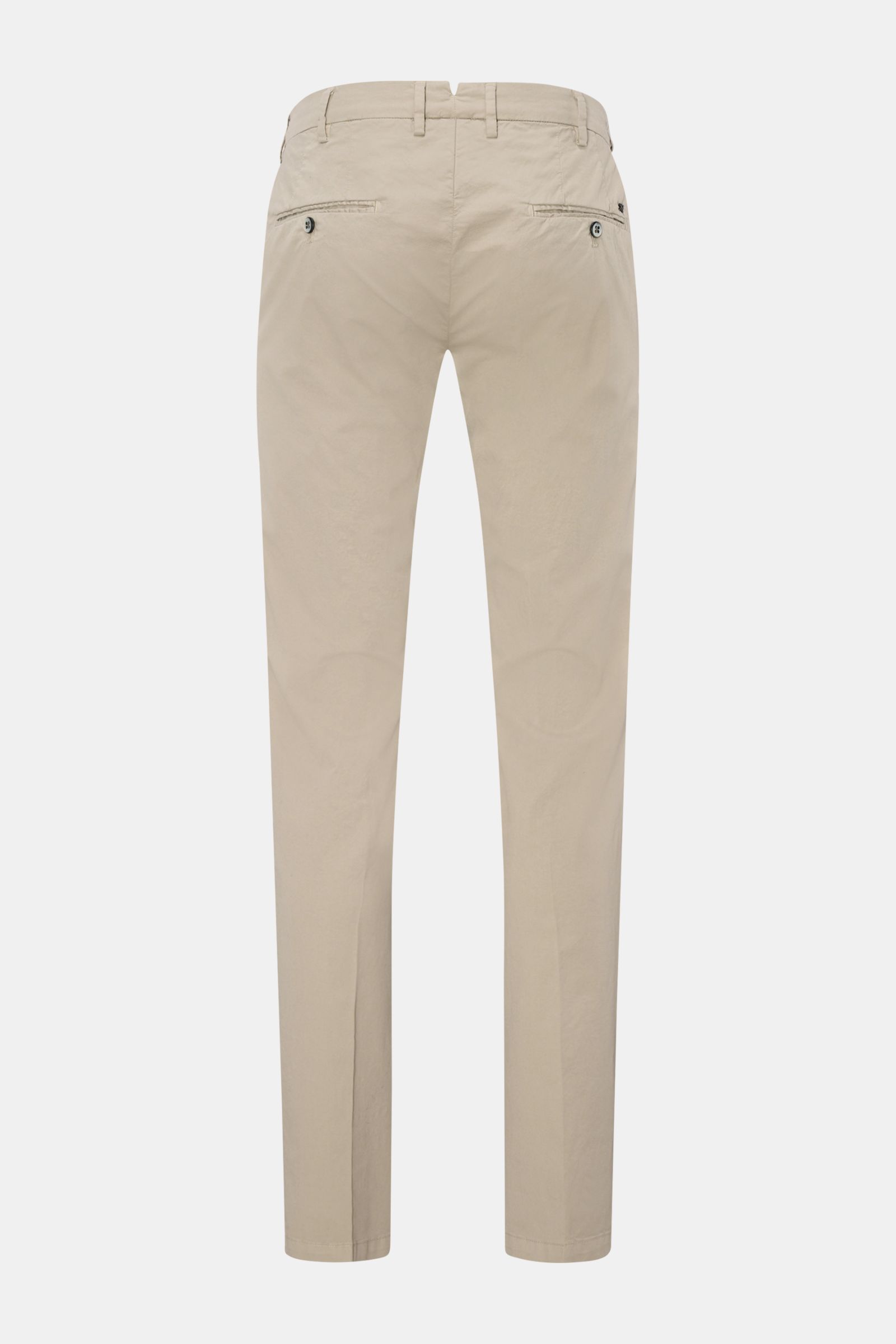 Mason's Chino 'New York Style' sand, Rückansicht, schmal zulaufend, Twill-Baumwolle mit Stretch, Knopf- und Reißverschluss, französische Taschen.