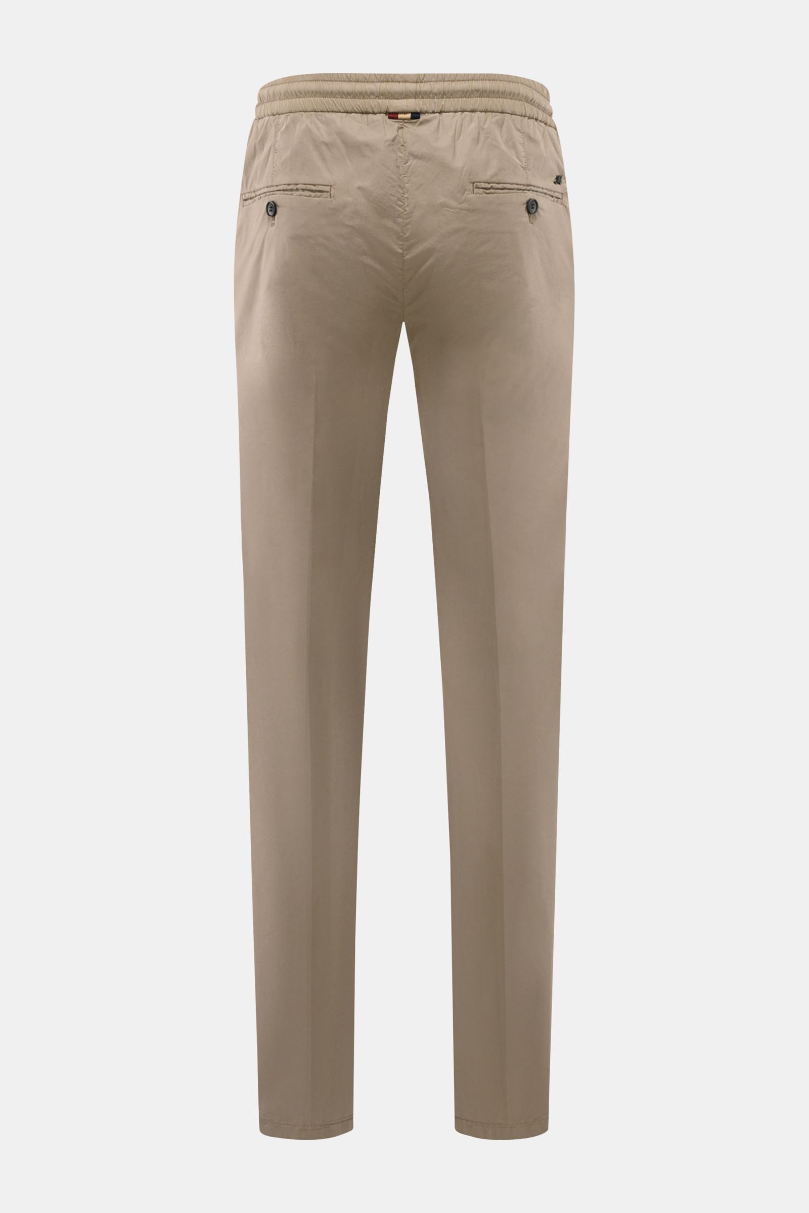 Back view of Mason's Jogger pants 'New York' taupe, slim fit with tapered cut, elasticated waistband, buttoned jetted back pockets.

Comfort and style: The jogger pants 'New York' made of lyocell and cotton in stretchy fabric with a comfortably lightwe
