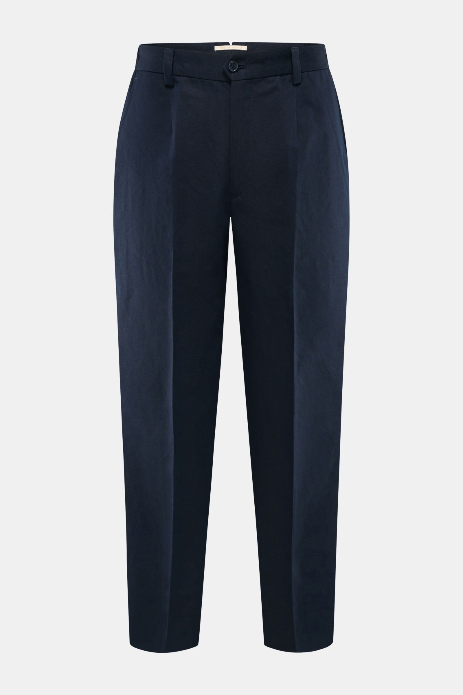 Briglia 1949 Chino 'Portofino' navy, knöchellang, aus Baumwoll-Leinen-Twill, Tapered Fit, einfache Bundfalte, französische Taschen, Frontansicht.