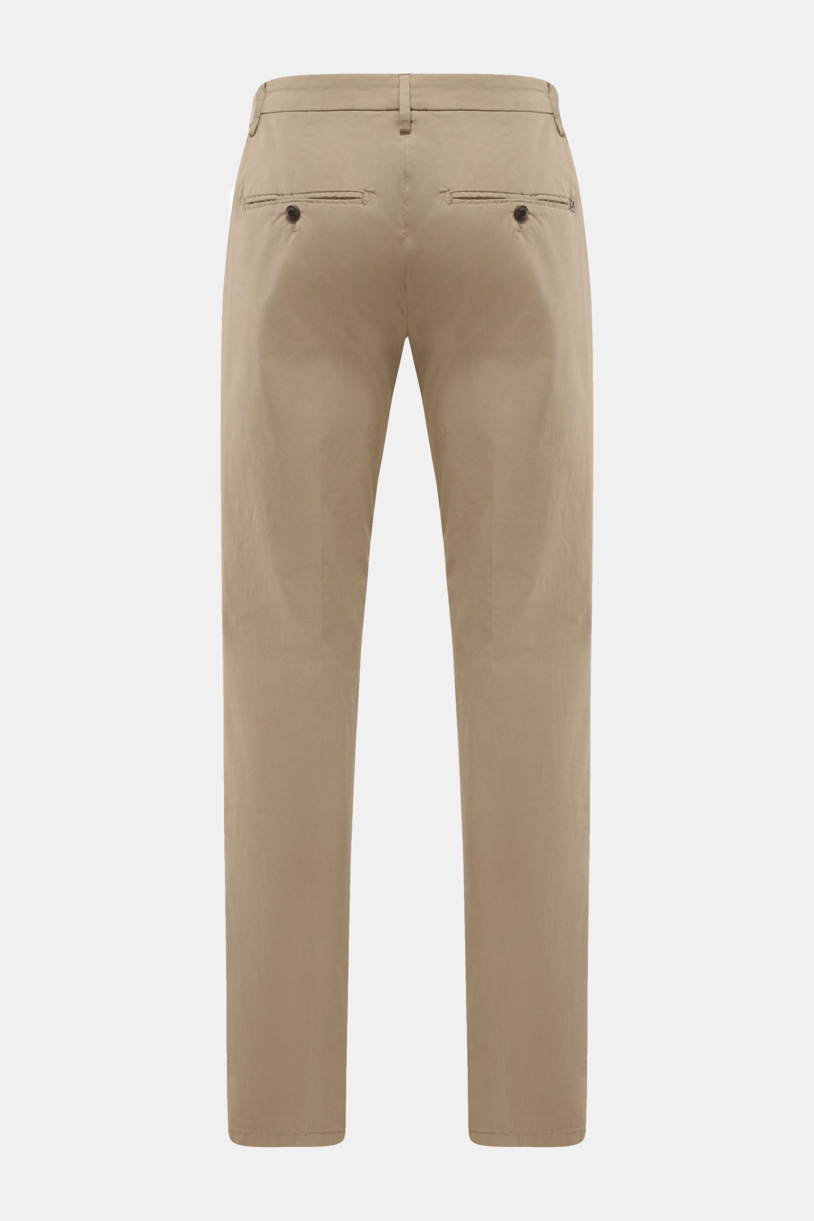 Dondup Baumwollhose 'Gaubert' taupe, Rückansicht, slim Fit mit leicht elastischer Baumwolle, französischen Taschen, Knopf-Gesäßtaschen, Metall-Initial.