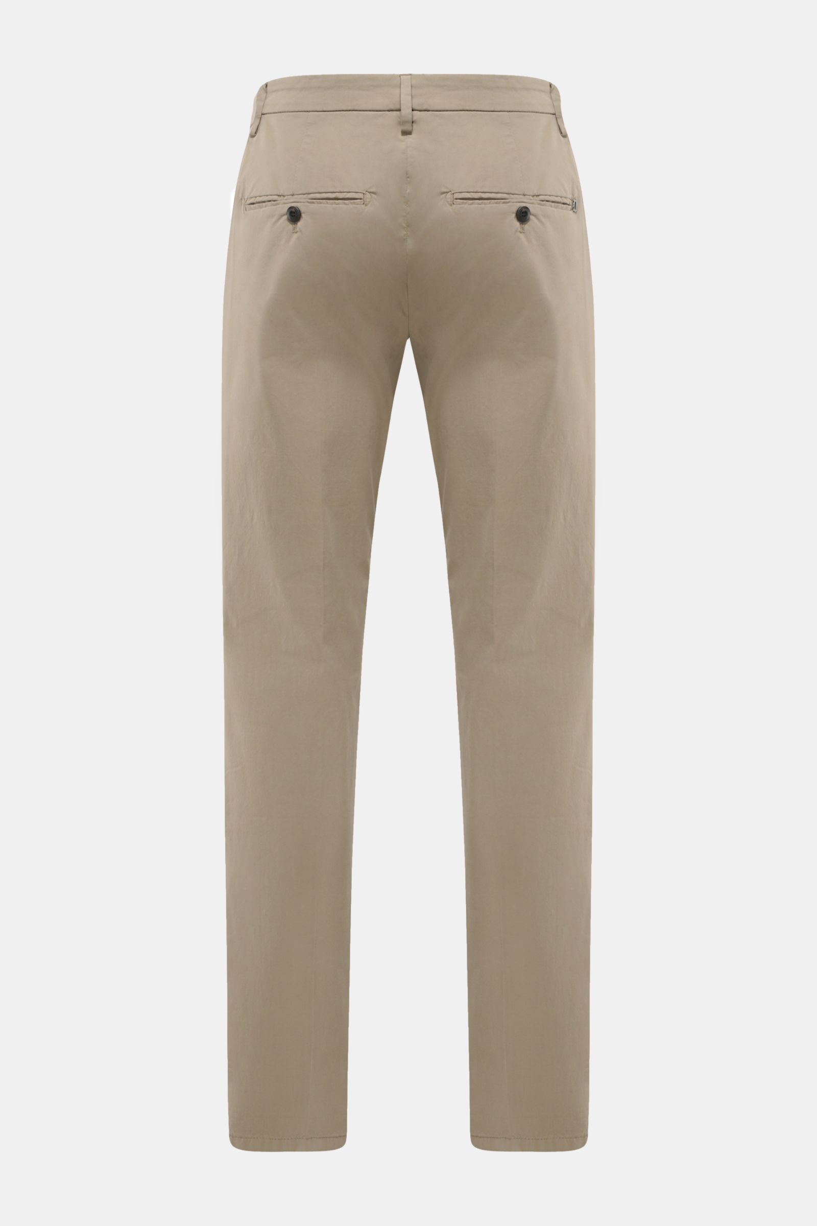 Dondup Baumwollhose 'Gaubert' taupe, Rückansicht, slim fit, schmal geschnitten, leicht elastisch, französische Taschen, Knopf-Gesäßtaschen.