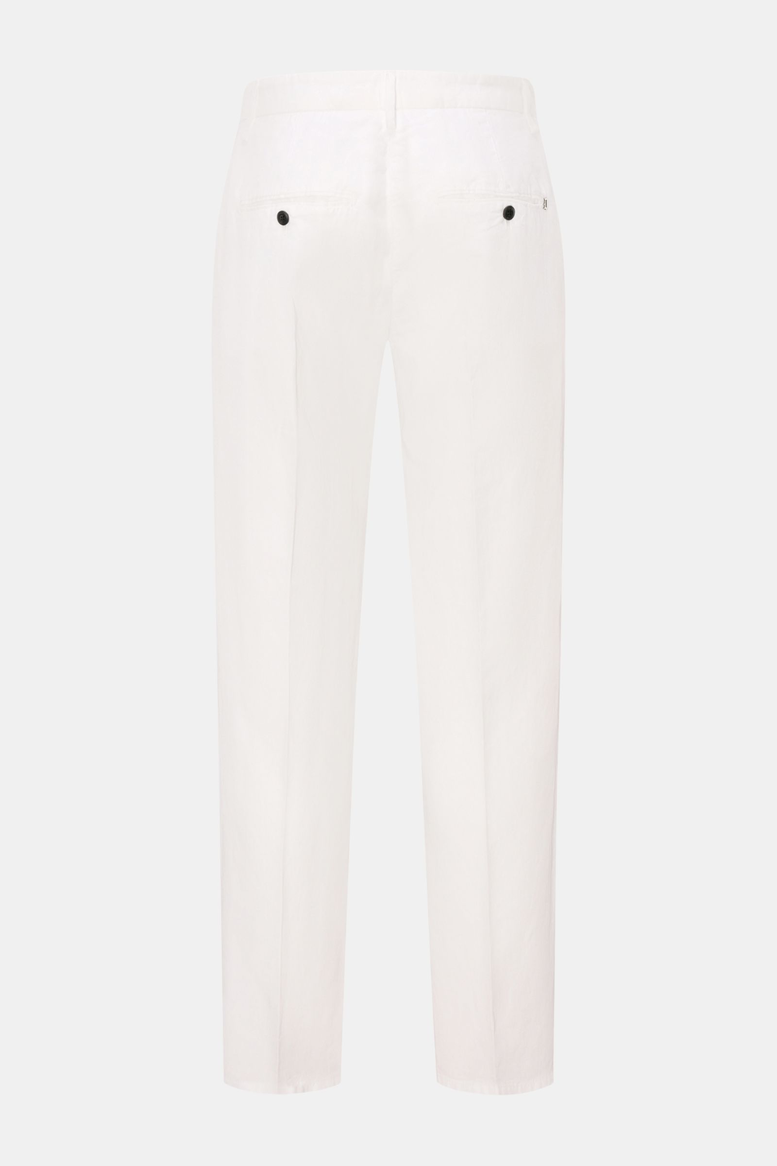 Dondup Chino 'Gaubert' weiß, Rückansicht, Slim Fit, garment dyed, aus Lyocell, Baumwolle, Leinen, mit französischen Taschen und Metall-Initial.