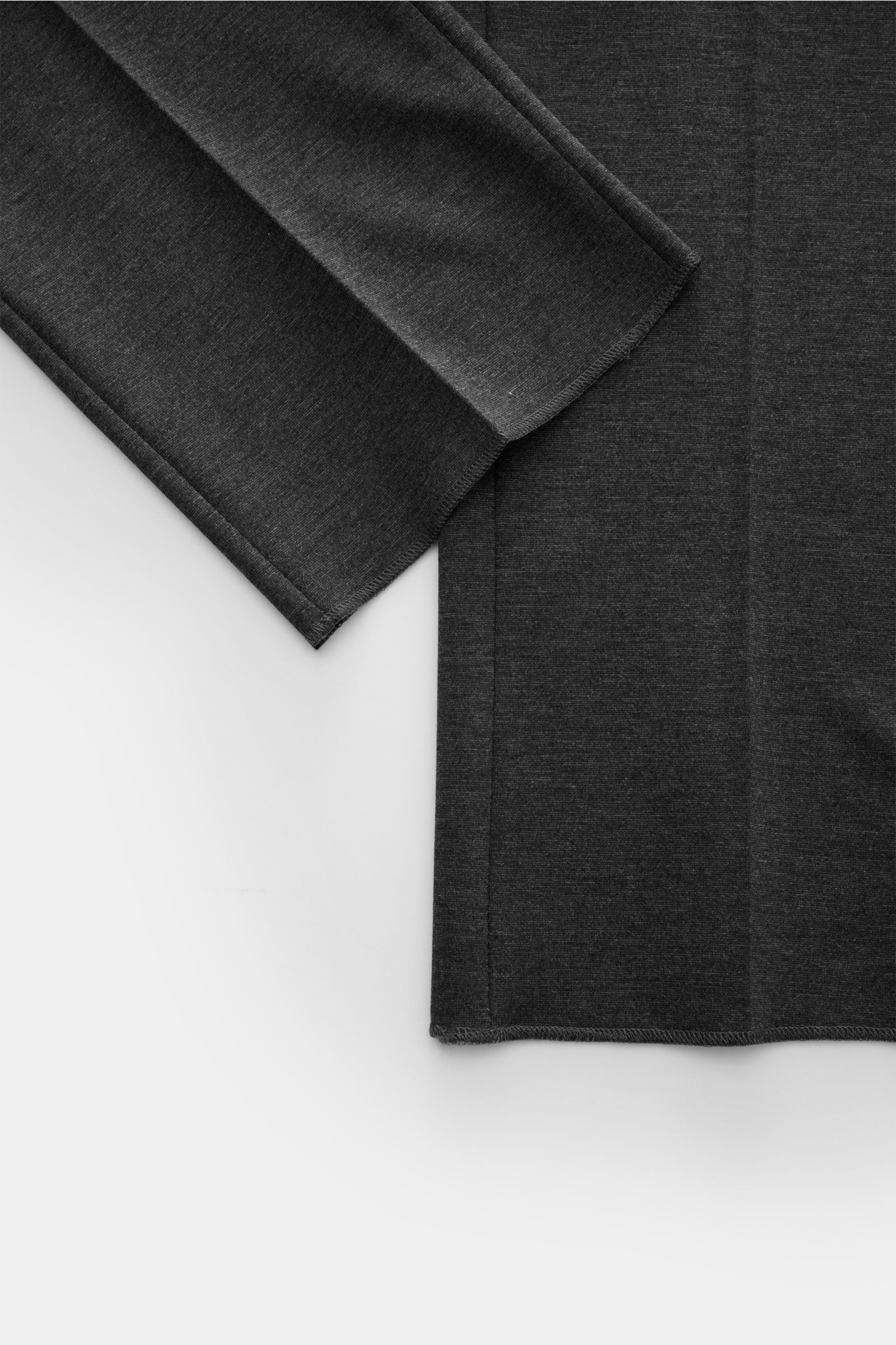 GTA Hose 'Federico' dunkelgrau meliert, Detailaufnahme von Saum und Bein, Regular Fit, Viskose-Microfaser, schmal zulaufend, elastisch.