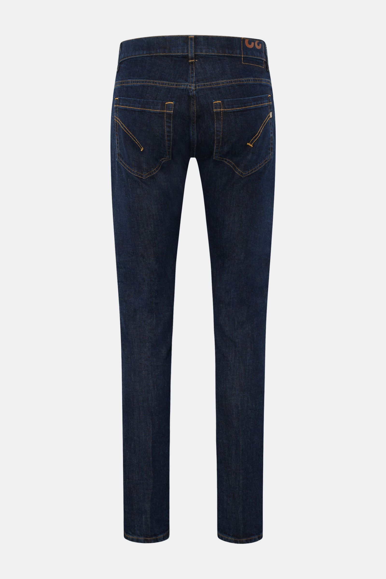 Dondup Jeans 'George' navy Rückansicht, Denim aus Baumwolle, elastisch, weicher Griff, Skinny Fit, schmale Wade, niedrige Bundhöhe, Button Fly, Five-Pocket-Stil, Metall-Initial, Weblabel.