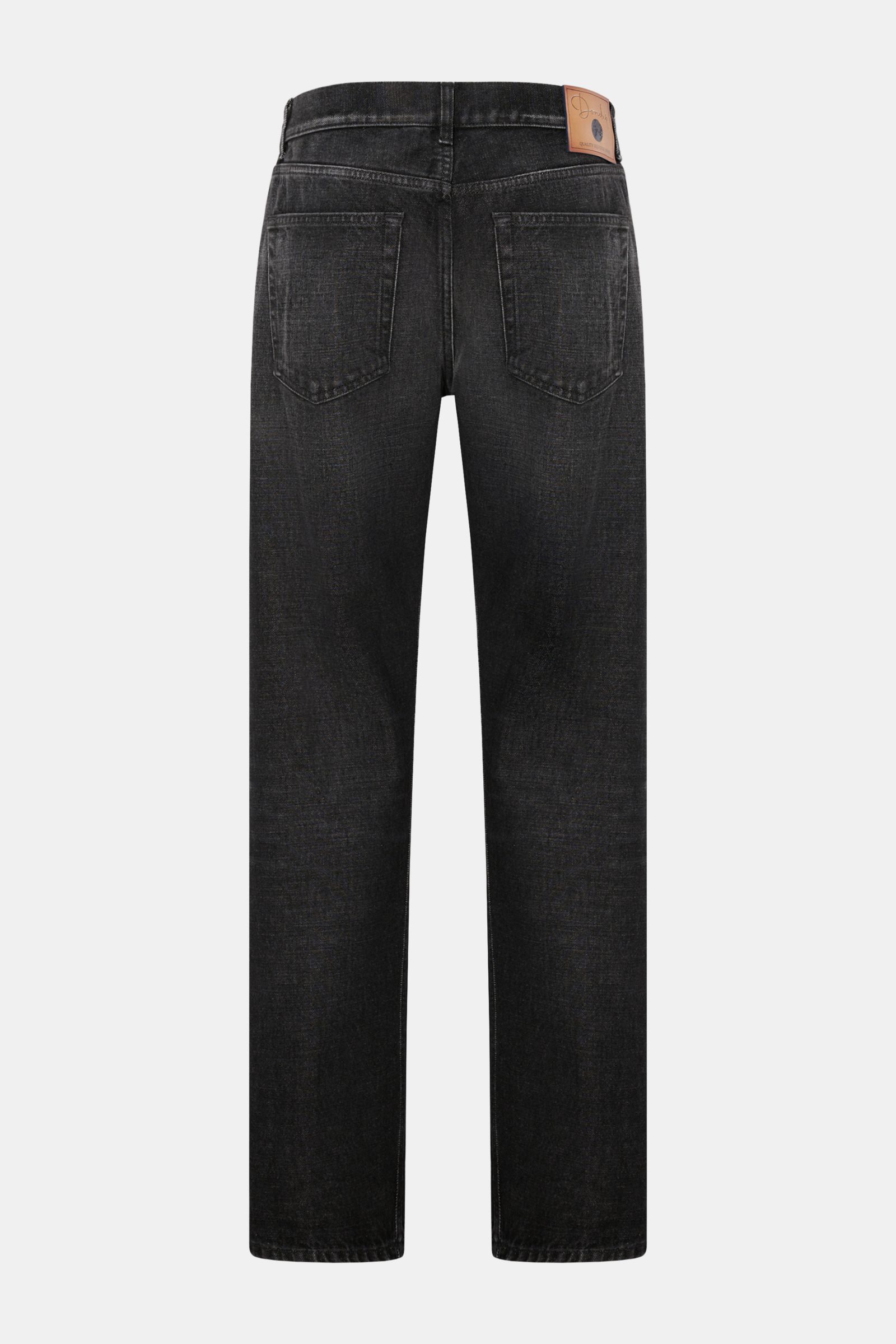 Dondup Jeans 'Bray' dunkelgrau im Regular Fit, Rückansicht mit authentischer Used-Waschung, Five-Pocket-Stil, Button Fly, Leather Patch.
