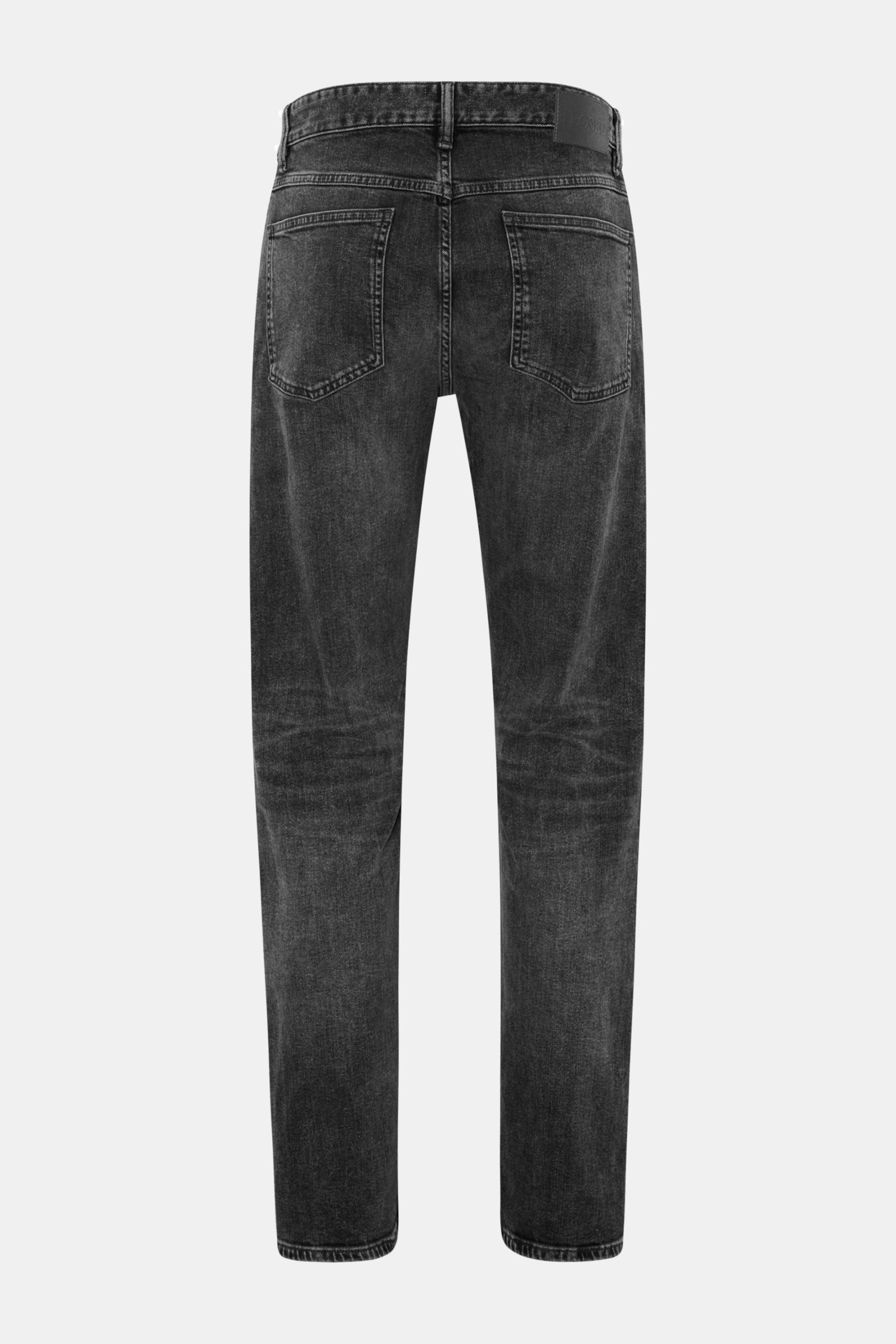 Closed Jeans 'Cooper' anthrazit, Slim Fit mit leichtem Stretch, Five-Pocket-Stil, Rückansicht mit ZIP Fly, typischem CLOSED-Weblabel und Patch.