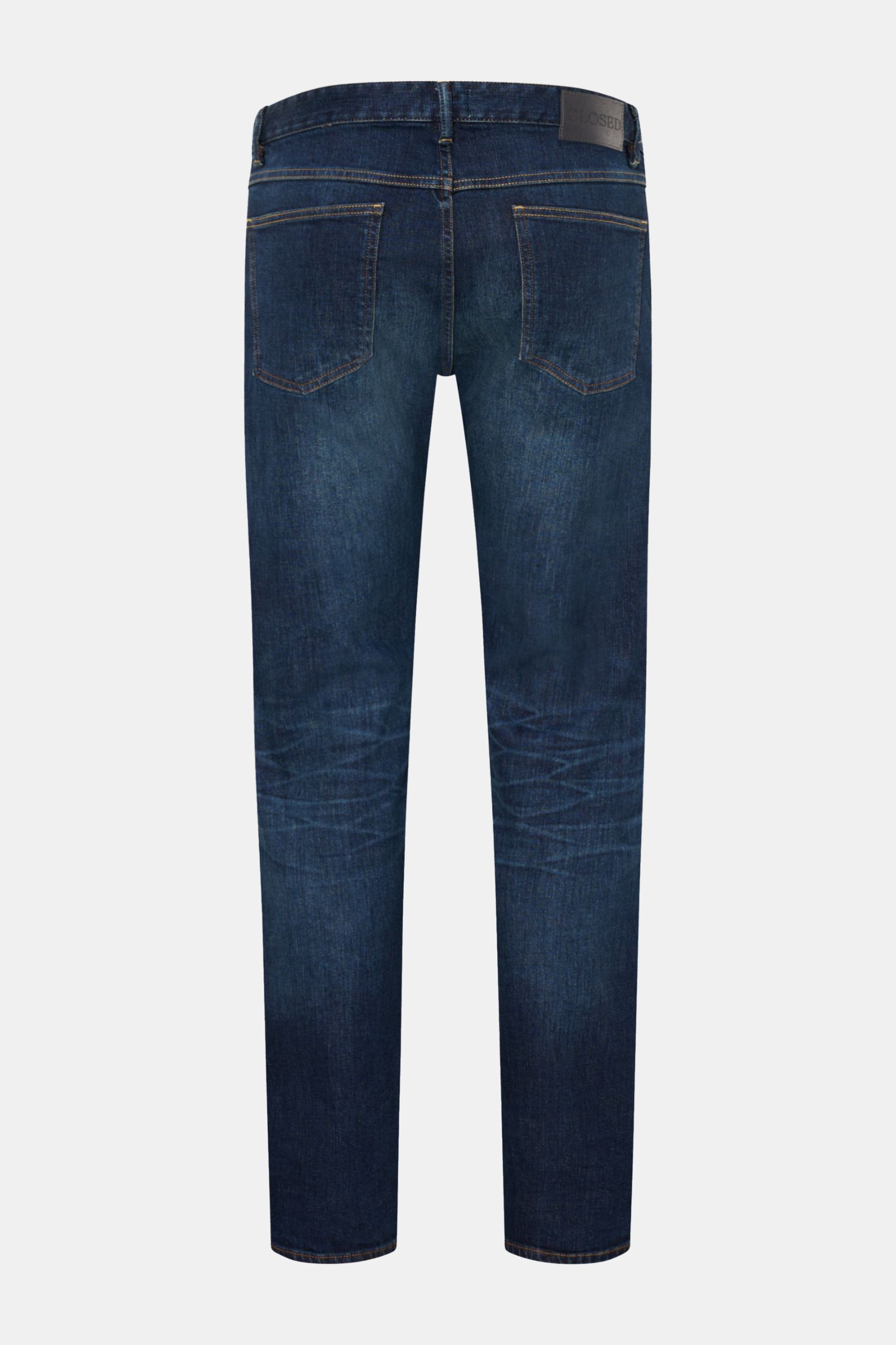 Closed Jeans 'Cooper' navy von hinten, Slim Fit aus Baumwolle mit Stretch, Five-Pocket, Zip Fly, Weblabel und rückwärtigem Patch.
