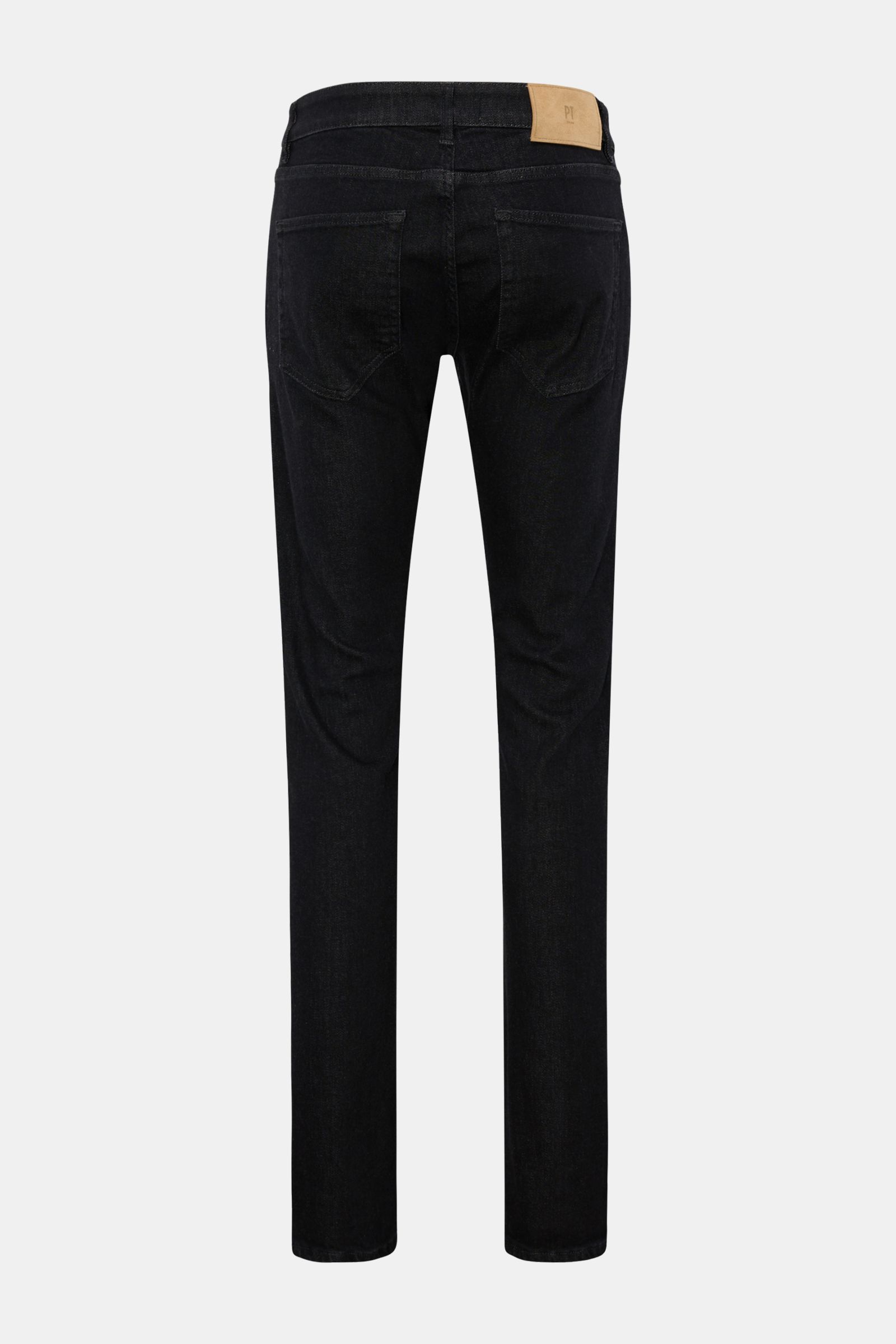 Rückansicht der PT Torino Denim Jeans 'Jazz' schwarz meliert, Slim Fit, Five-Pocket-Stil, hoher Stretch-Anteil, dezente Used-Waschung.