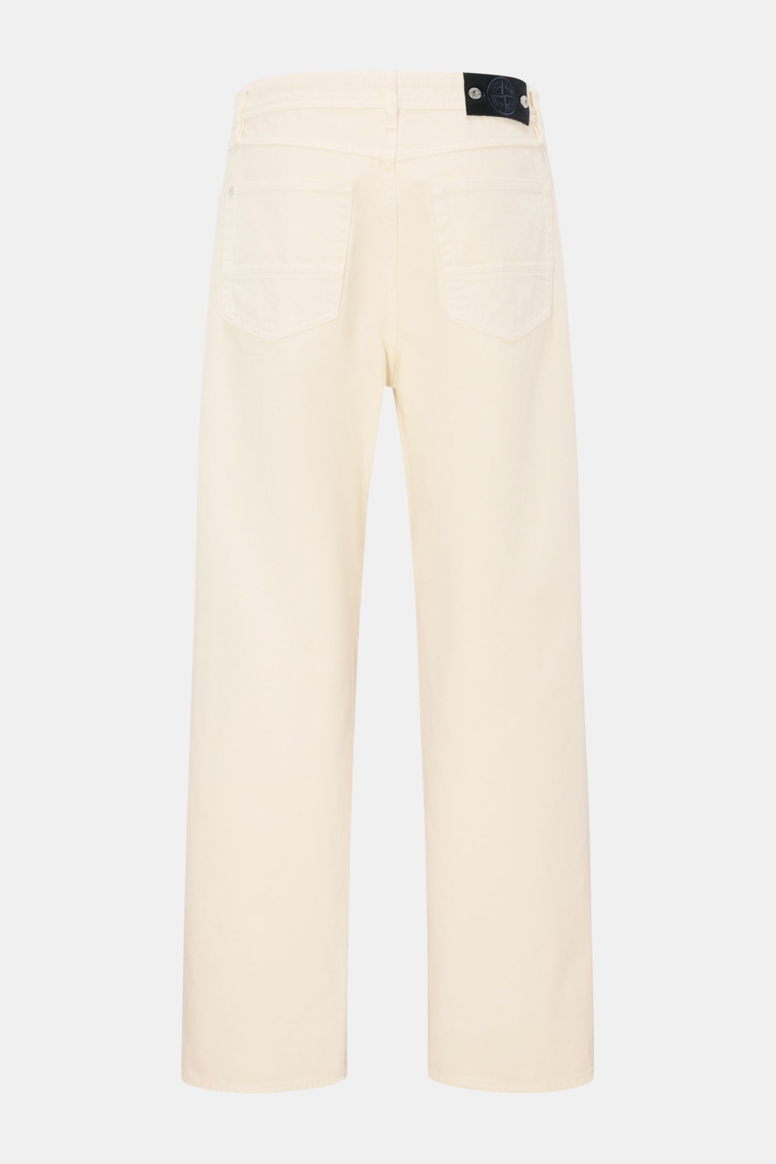 Stone Island Jeans 'Light Bull Denim' creme von hinten, knöchellang, Loose Fit, gerader Schnitt, Baumwolle, Five-Pocket, Kompass-Badge.