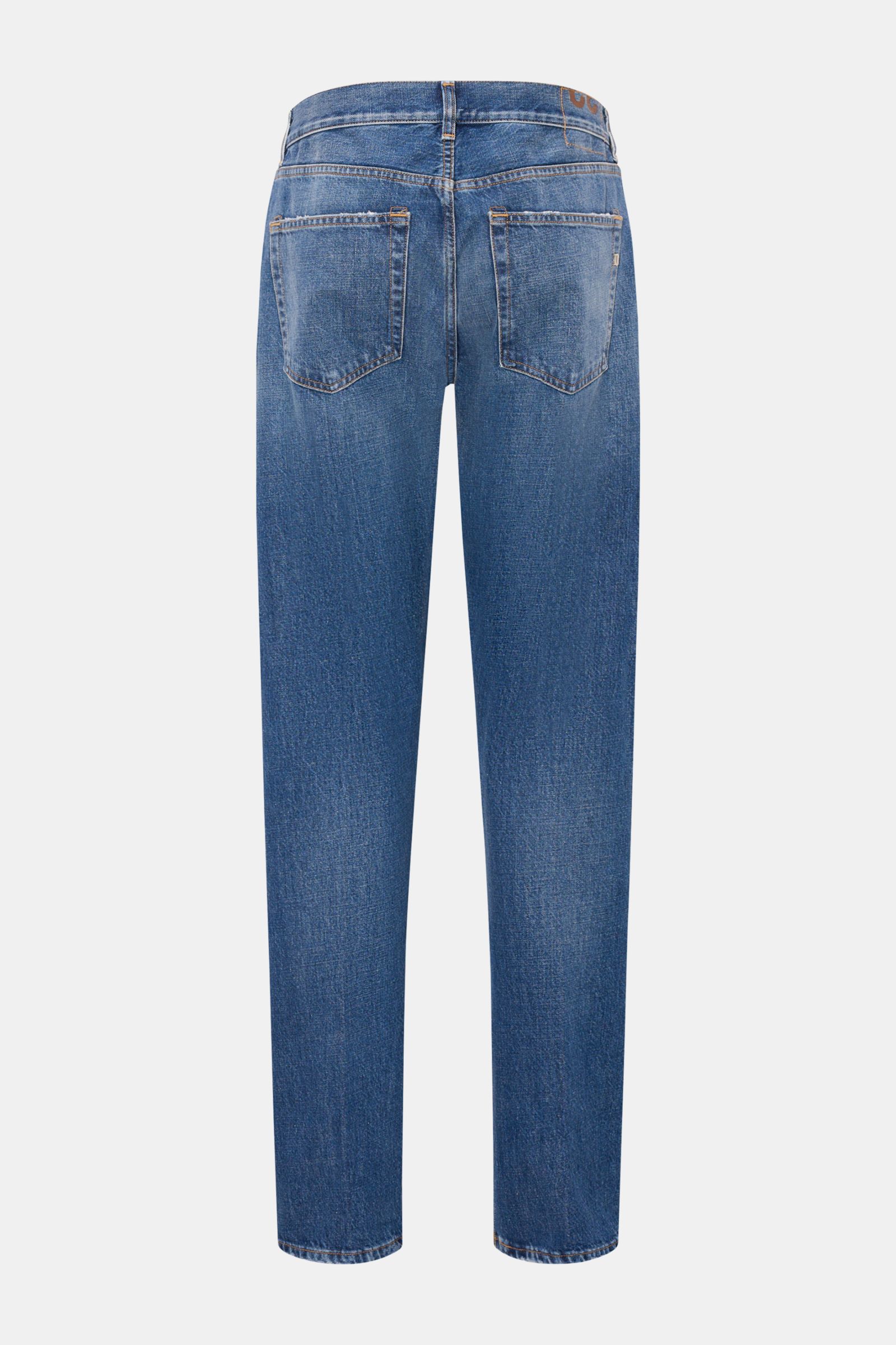 Dondup Jeans 'Bray' blau in Regular Fit, hinten fotografiert mit authentischer Used-Waschung und dezenten Distressed-Details.