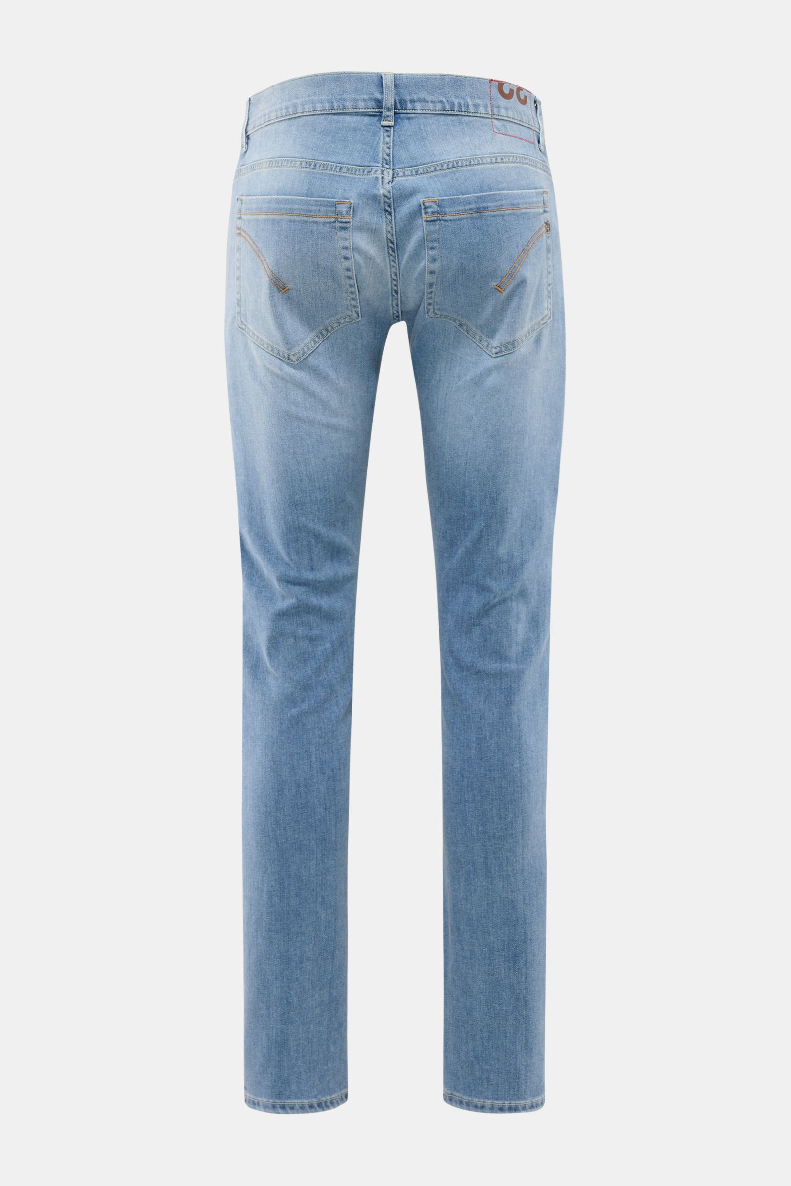 Dondup Jeans 'George' rauchblau, Rückansicht, Skinny Fit aus elastischer Baumwolle mit Used-Waschung, Five-Pocket-Stil, schmaler Wade.