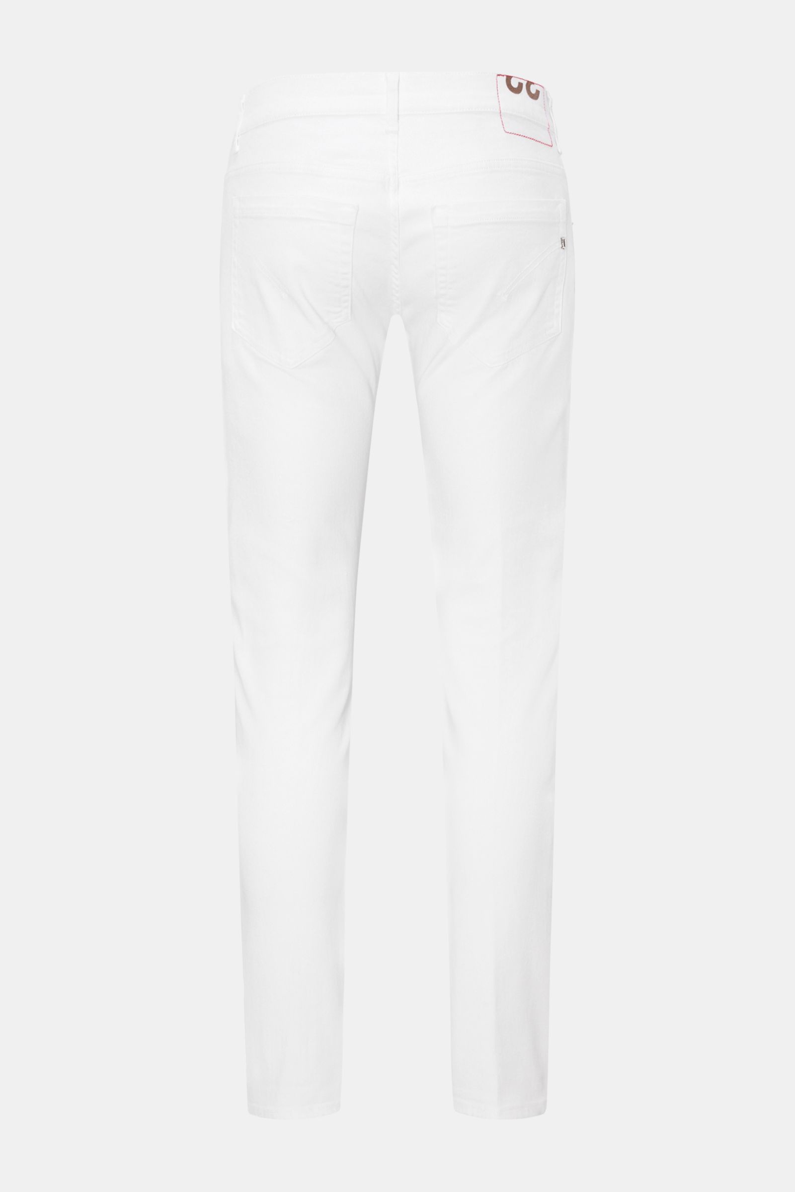 Dondup Jeans 'George' offwhite, Rückansicht, schmal geschnitten, elastischer Baumwoll-Denim, niedriger Bund, Five-Pocket-Stil, Button Fly, weicher Griff.