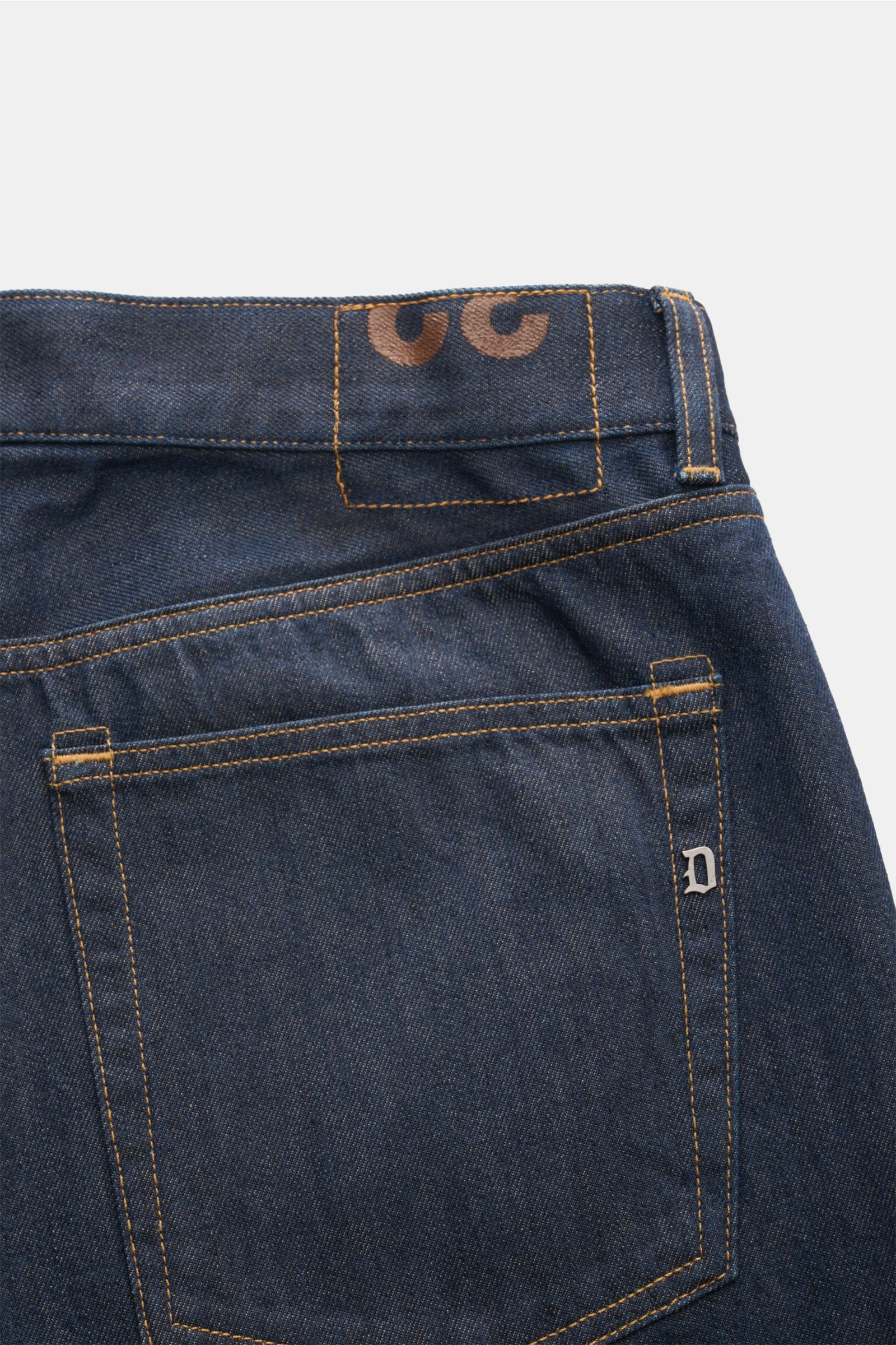 Dondup Jeans 'Bray' navy, Rückansicht mit Five-Pocket-Stil, Regular Fit, Button Fly, Metall-Initial, Weblabel, reine Baumwolle, griffige Haptik.