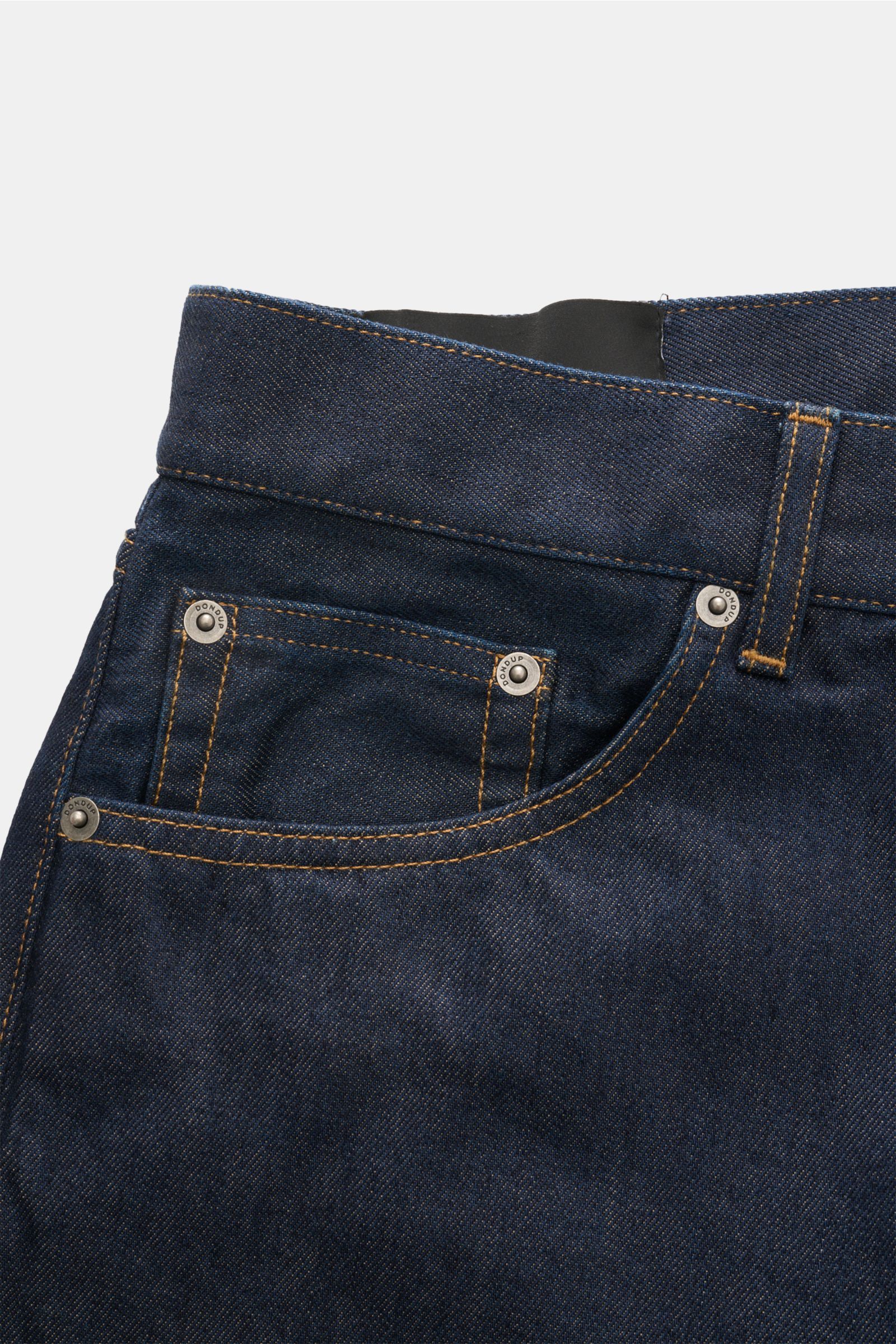 Dondup Jeans 'Bray' navy, Detailaufnahme der Fronttasche mit Button Fly, Five-Pocket-Design aus griffigem Baumwoll-Denim.