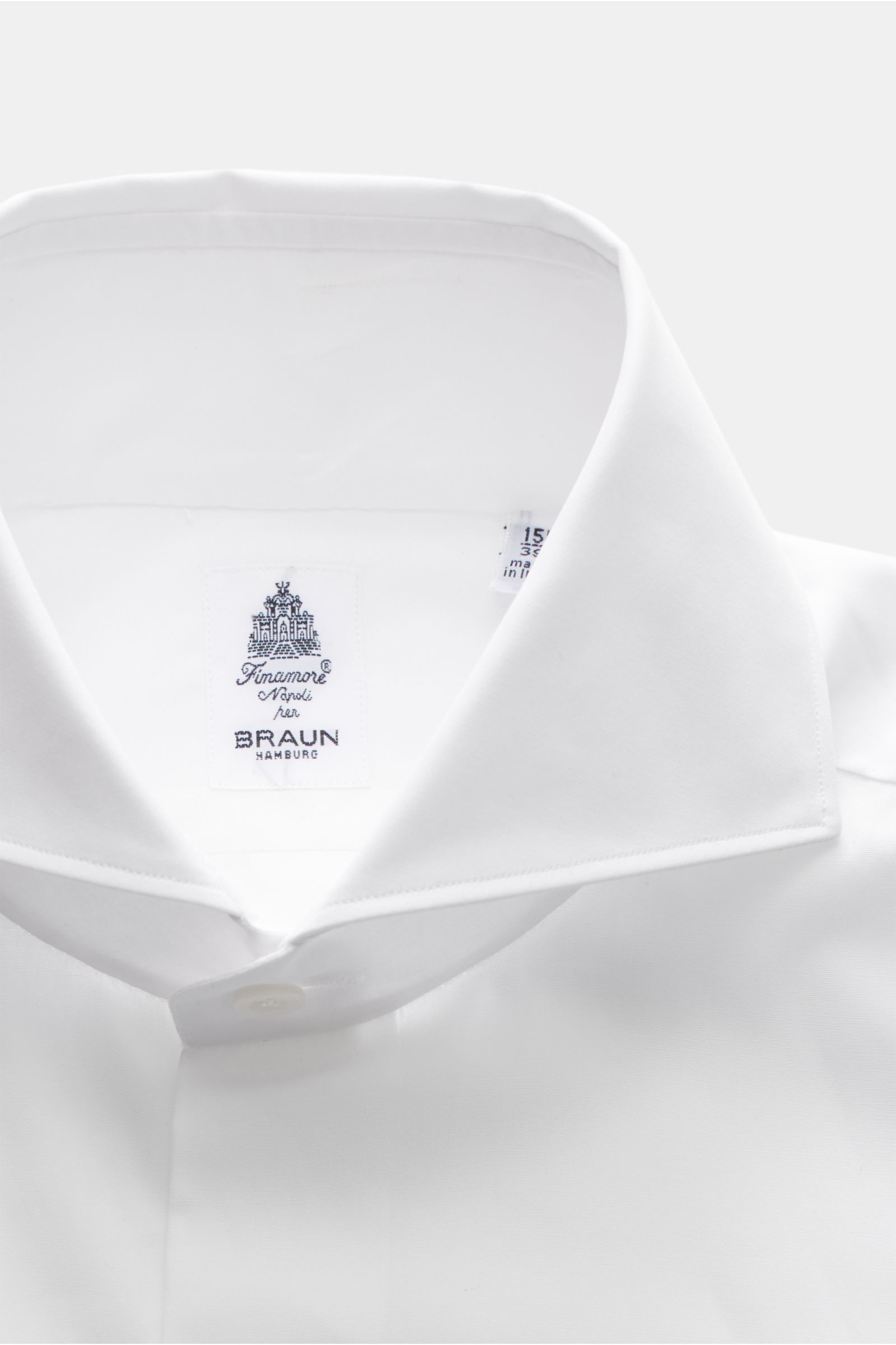 Finamore Business Hemd 'Sergio Milano' Haifisch-Kragen weiß