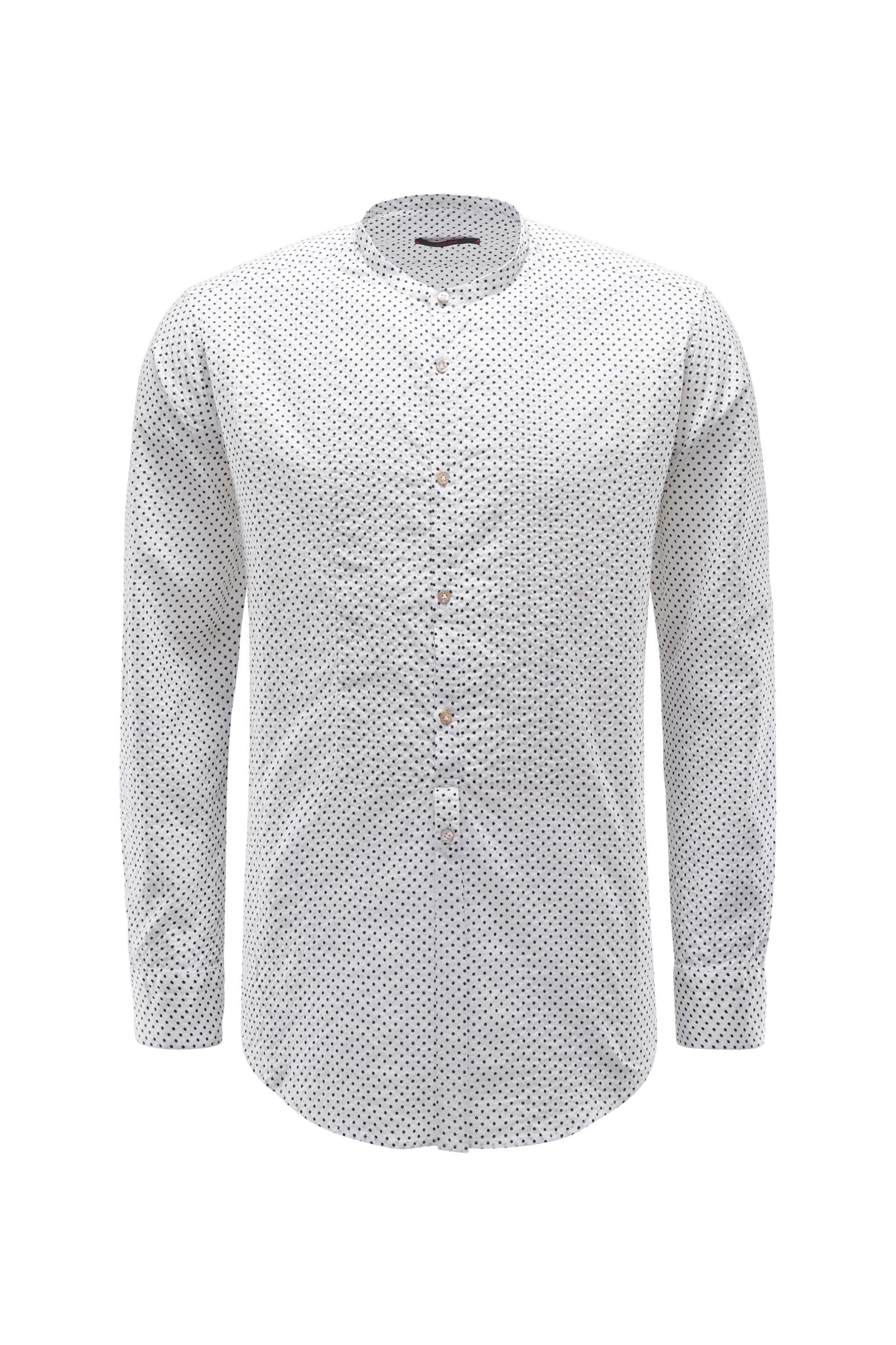 Seersucker shirt 'Shedir' grandad collar white patterned