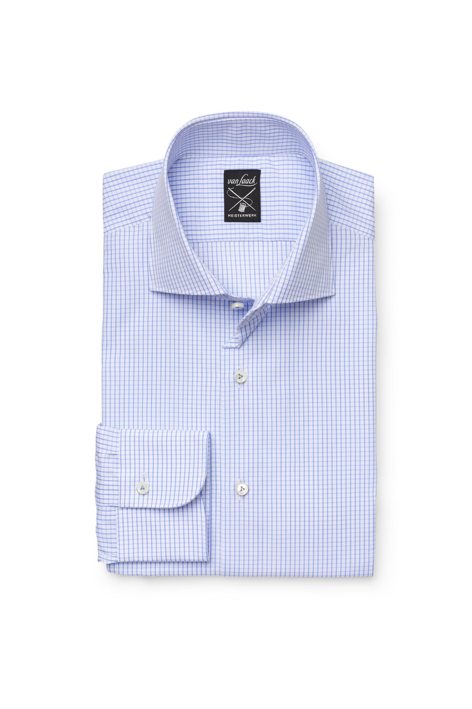Business shirt 'Mivara Tailor Fit' shark collar white/blue checked