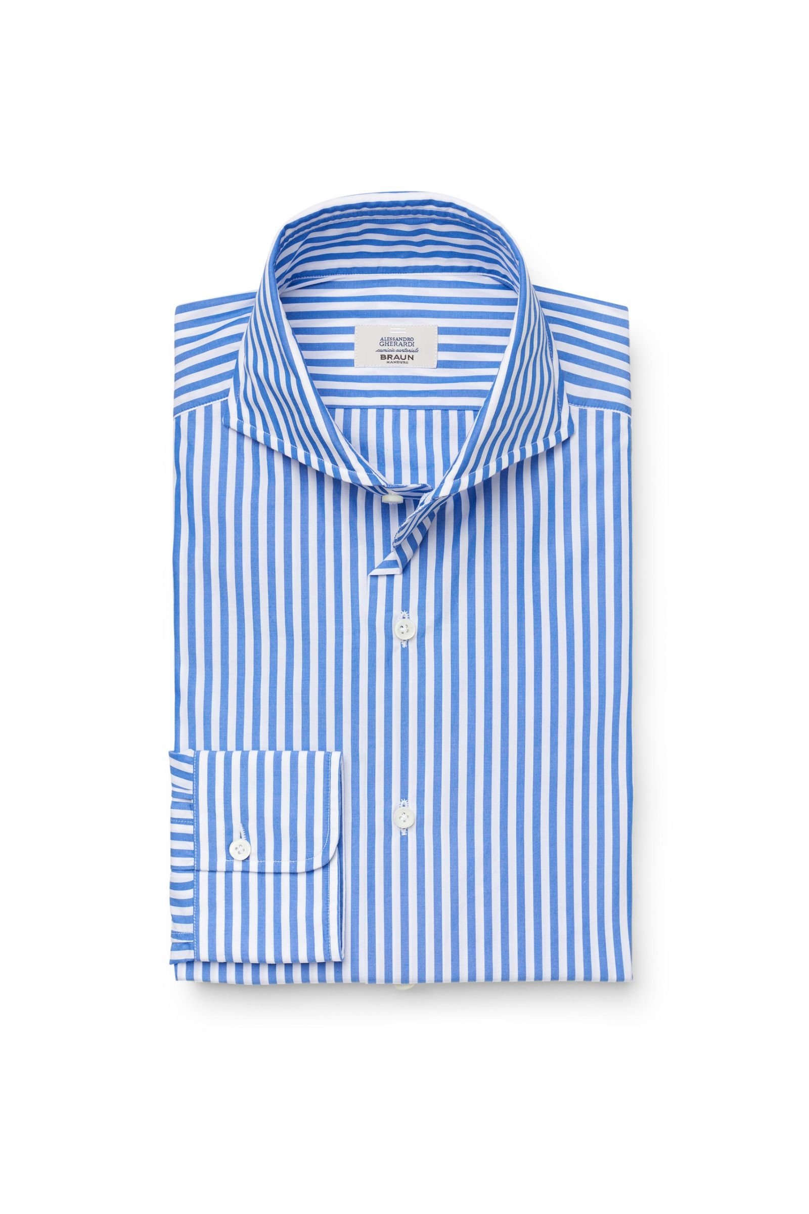 Business shirt shark collar blue striped