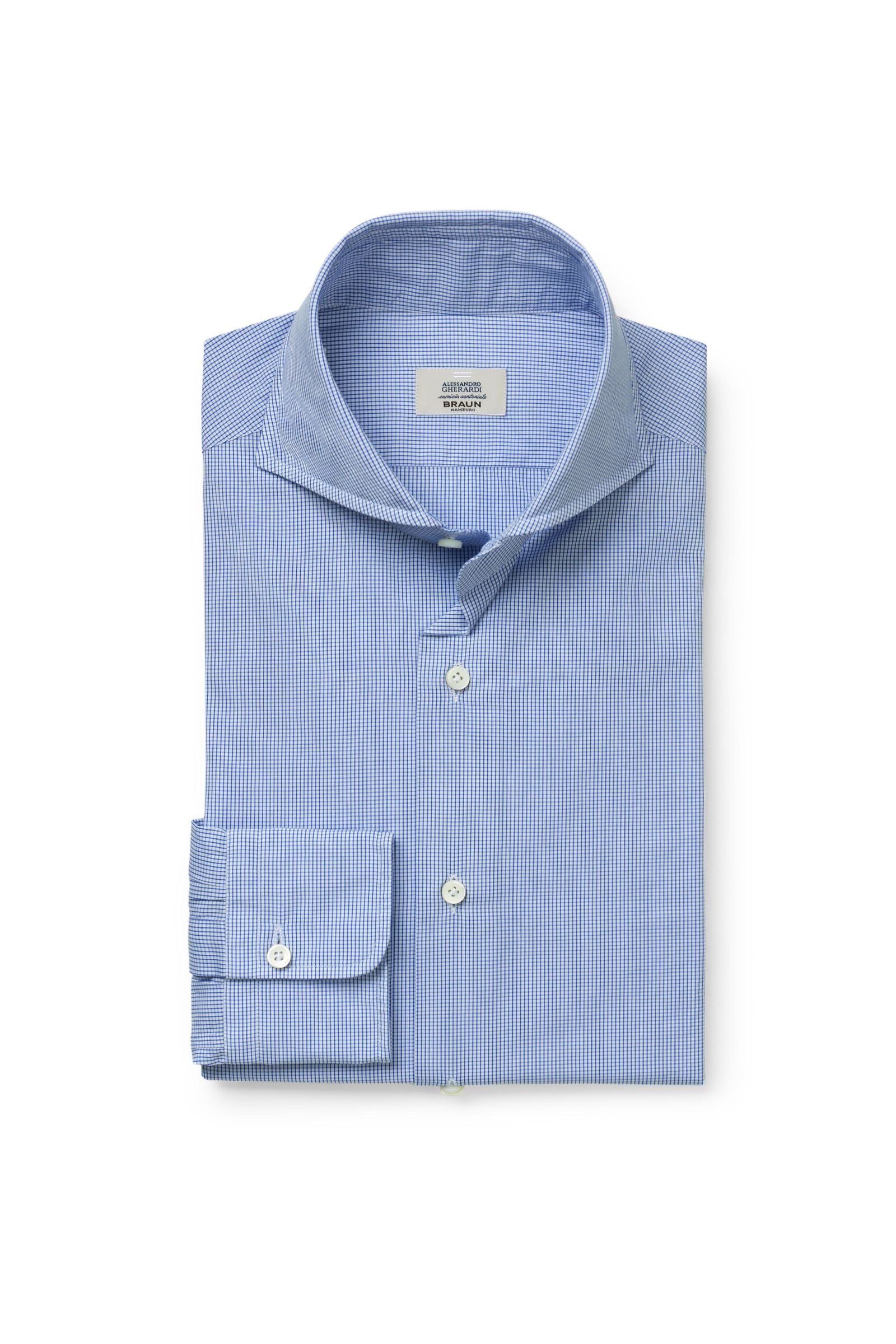 Business shirt shark collar blue/white checked