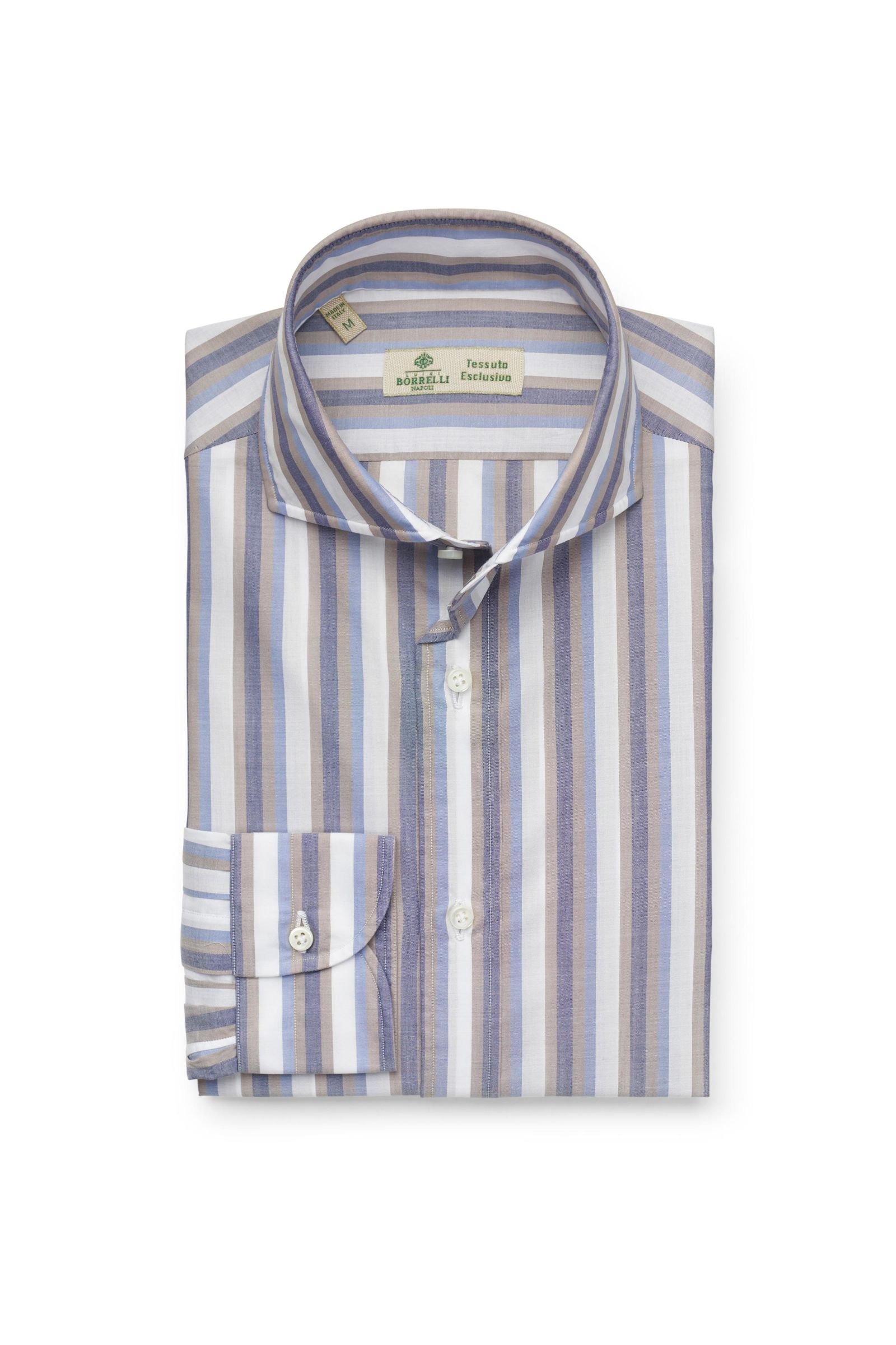 Business shirt 'Felice' shark collar smoky blue/white striped
