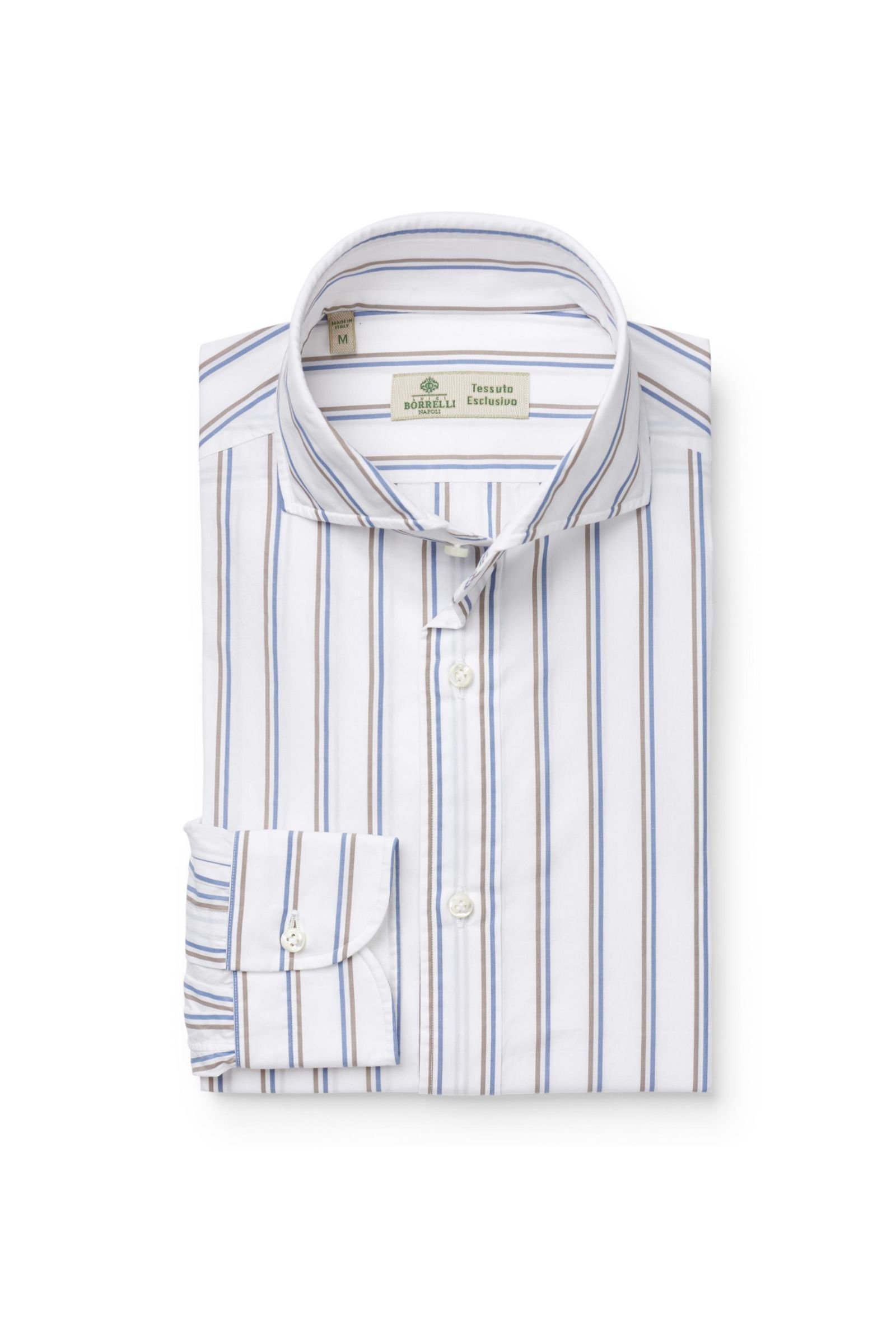 Business shirt 'Felice' shark collar white/smoky blue striped