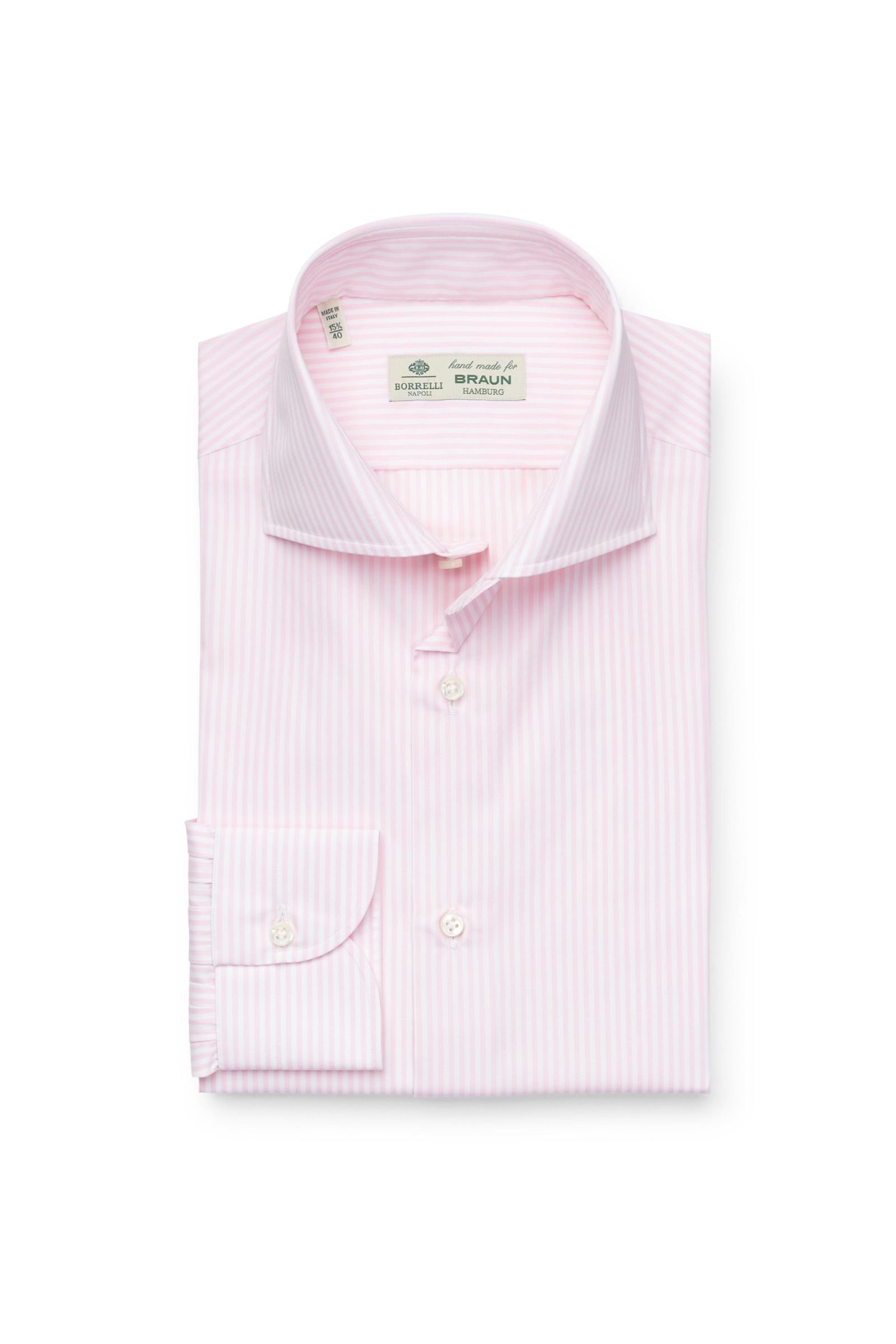 Business shirt 'Nando' shark collar pink/white striped