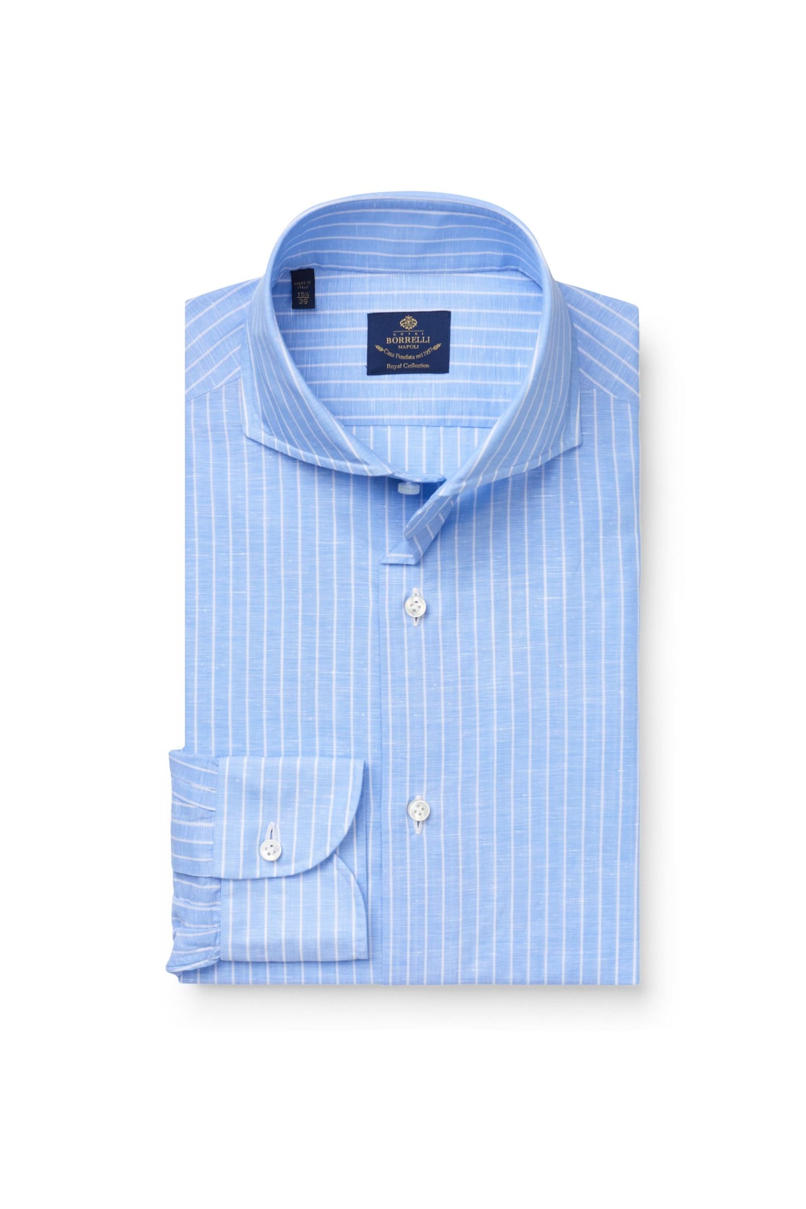Business shirt 'Felice' shark collar light blue/white striped