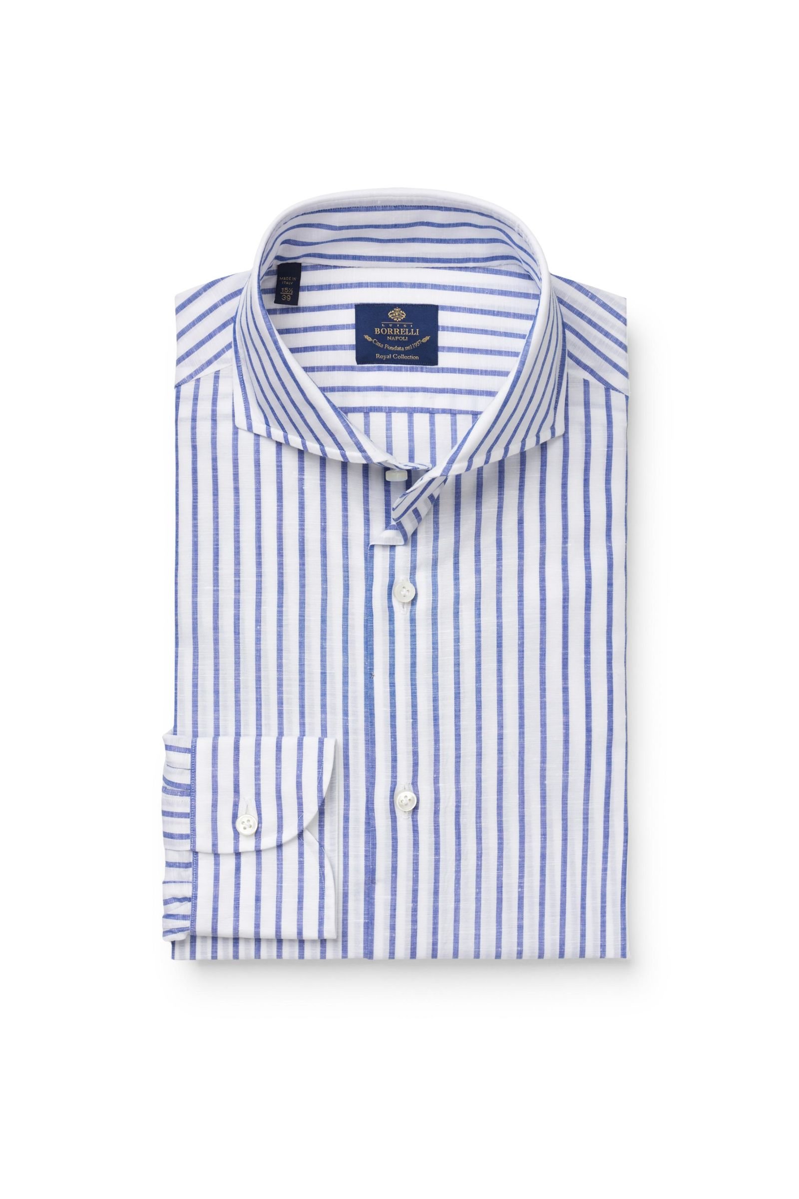 Business shirt 'Felice' shark collar smoky blue/white striped