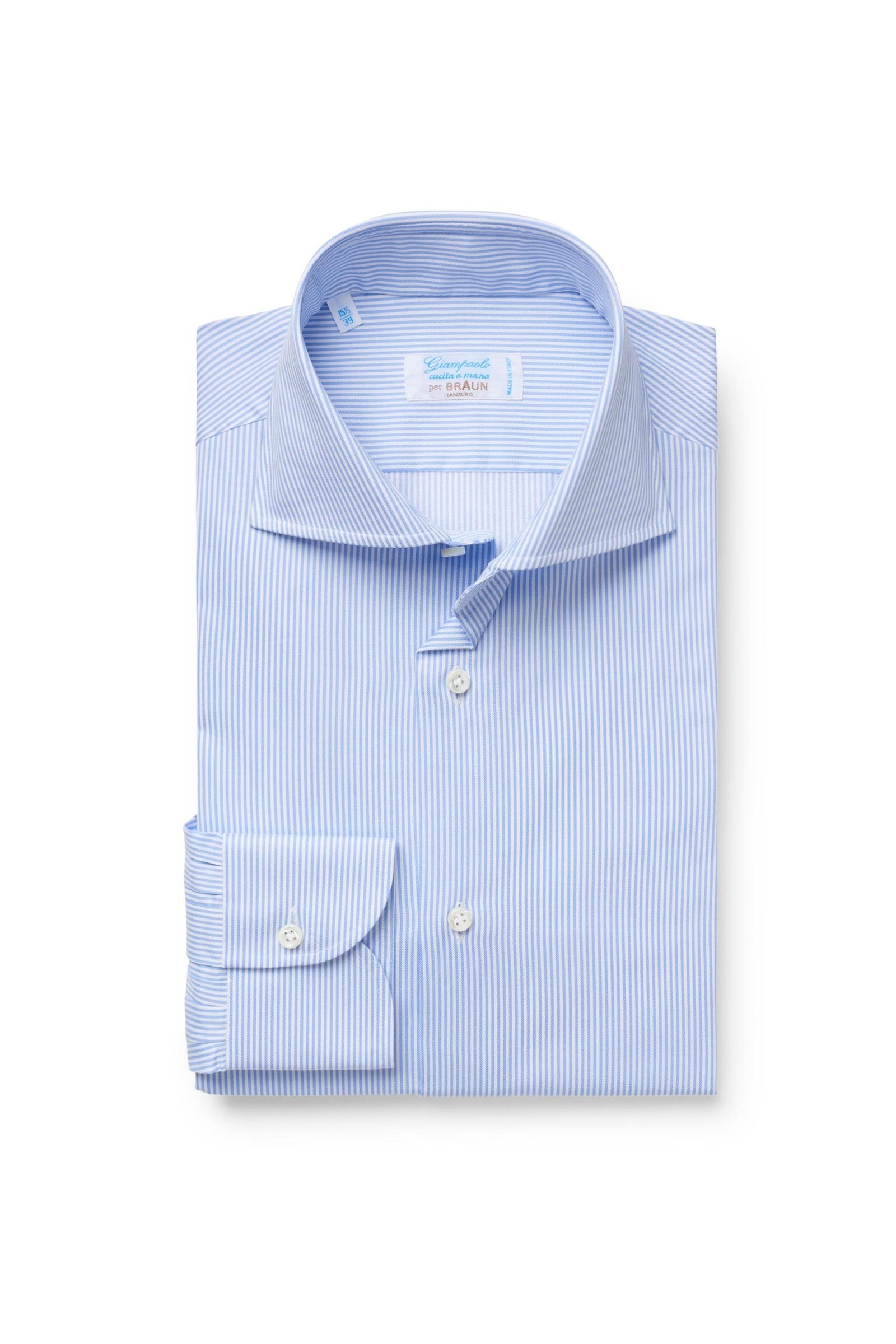 Business shirt shark collar grey-blue/white striped