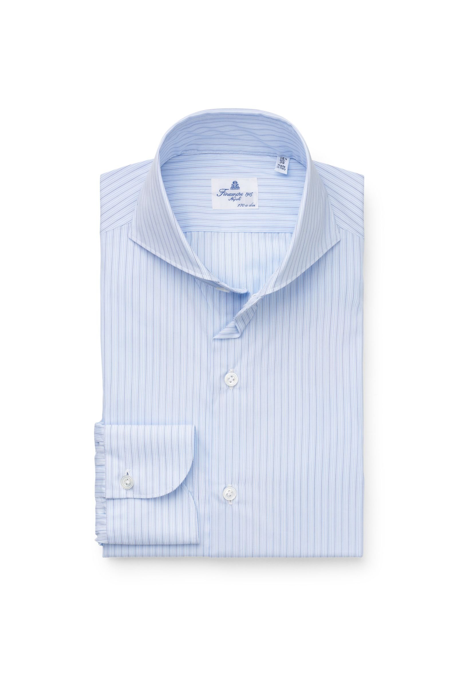 Business shirt 'Sergio Milano' shark collar pastel blue striped