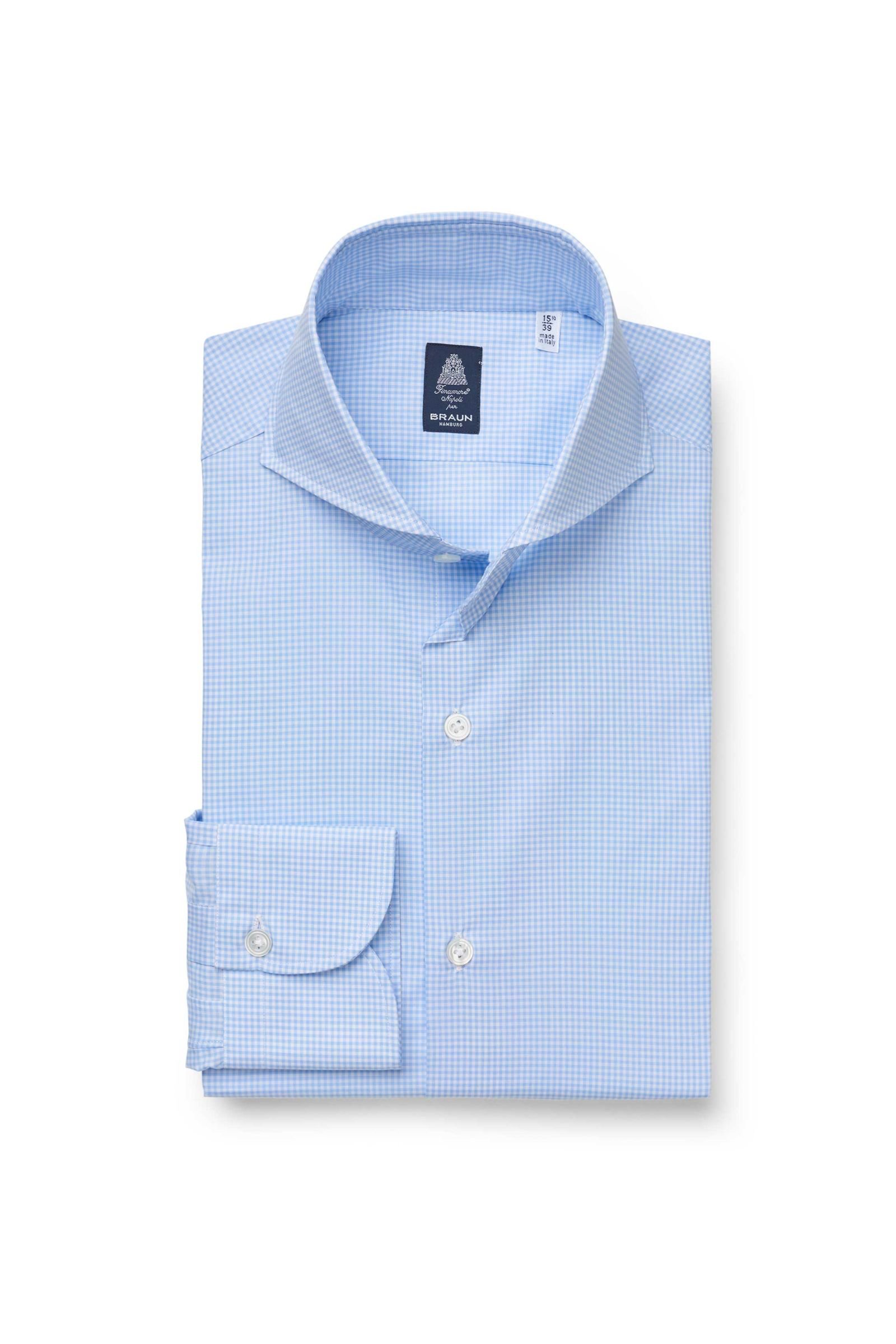 Business shirt 'Sergio Napoli' shark collar light blue checked
