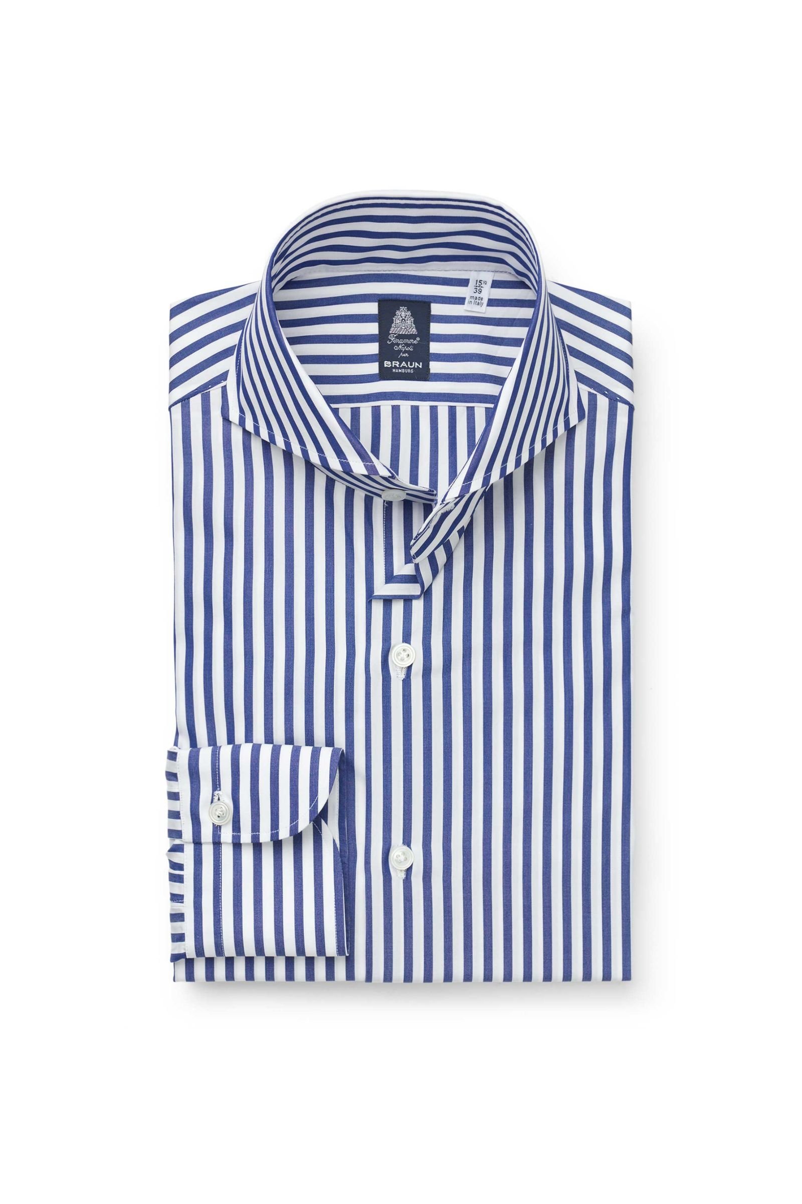 Business shirt 'Sergio Napoli' shark collar dark blue striped