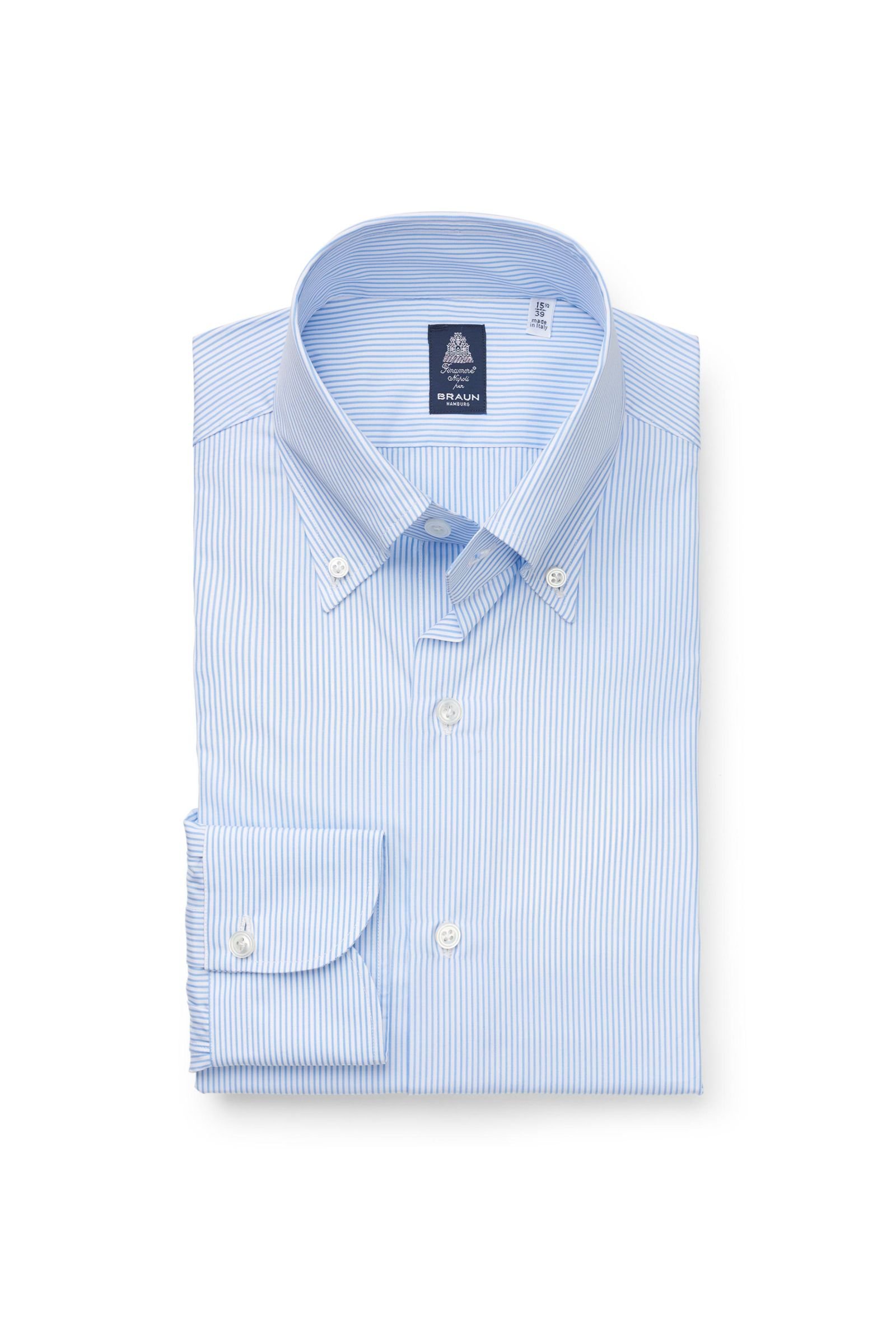 Business shirt 'Lucio Napoli' button-down collar light blue striped