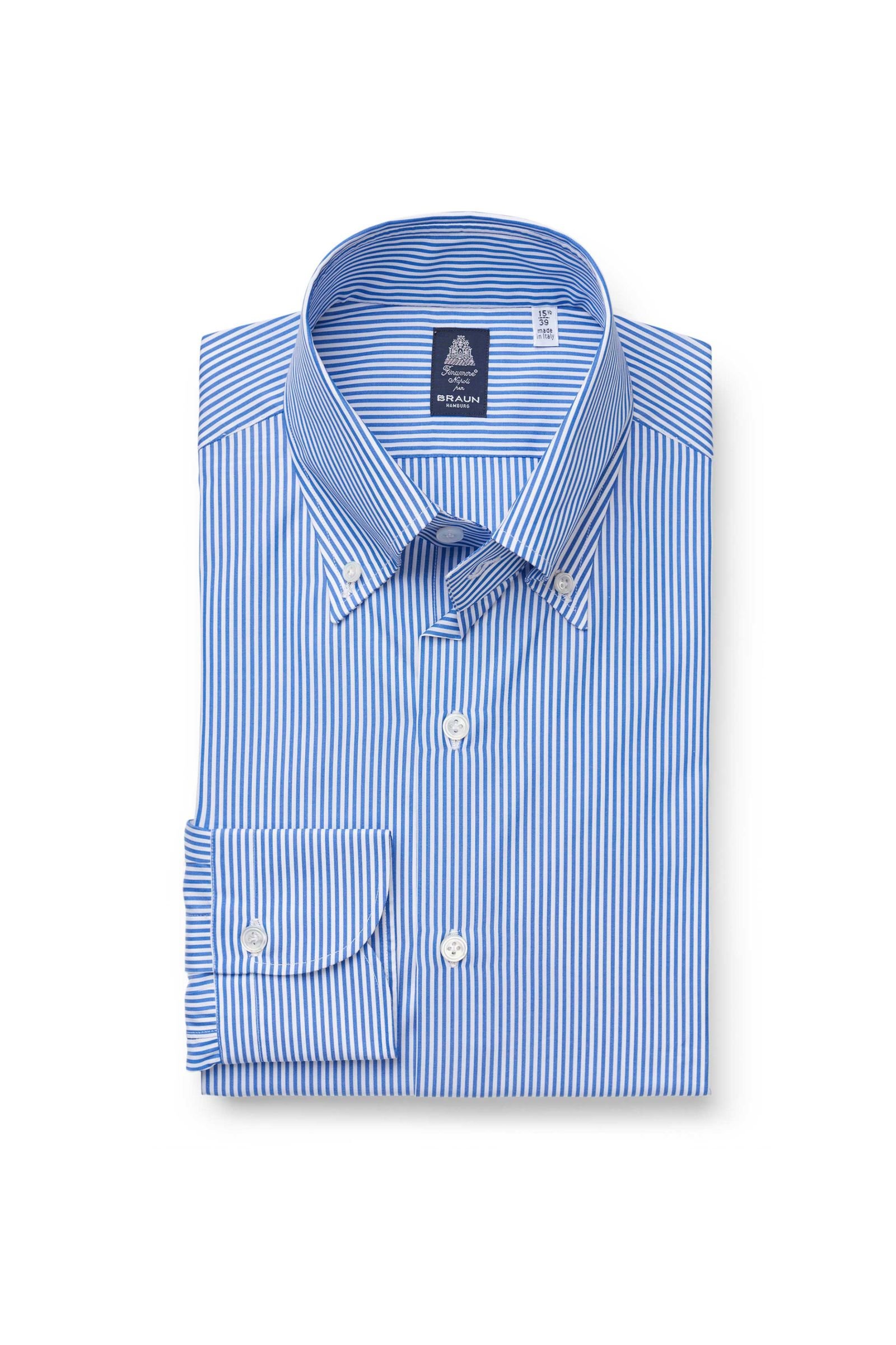 Business shirt 'Lucio Napoli' button-down collar dark blue striped