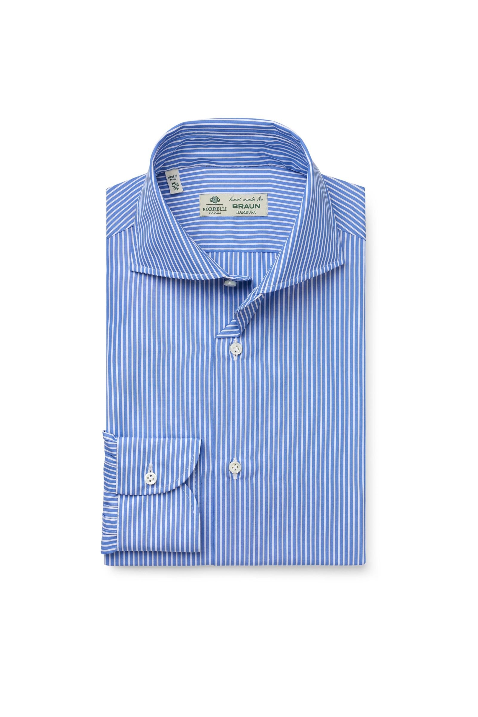 Business shirt 'Nando' shark collar grey-blue/white striped