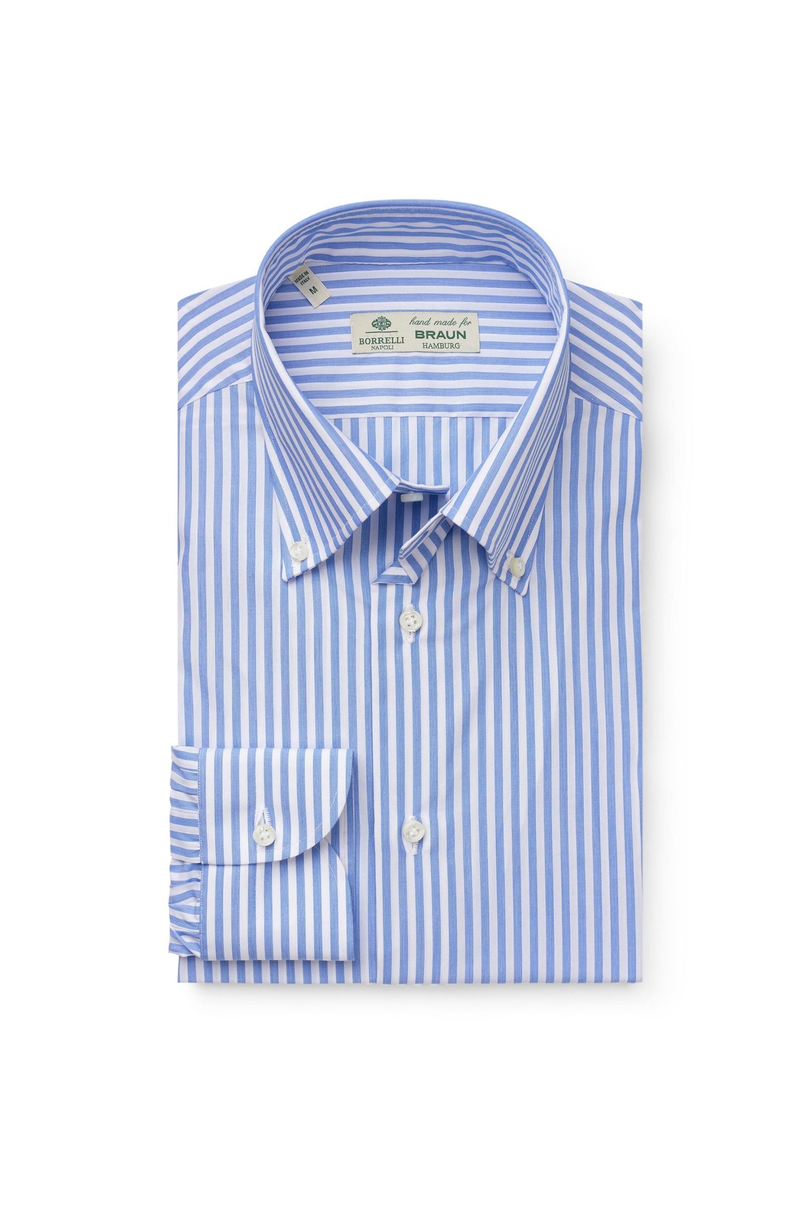 Business Hemd 'Gable' Button-Down-Kragen blau/weiß gestreift