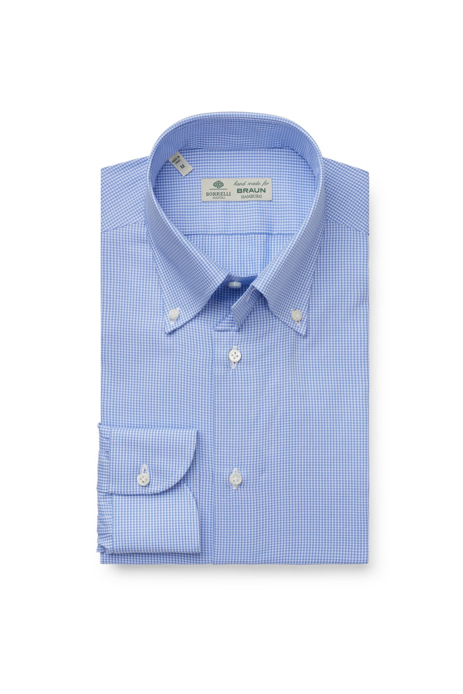 Business Hemd 'Gable' Button-Down-Kragen hellblau/weiß kariert
