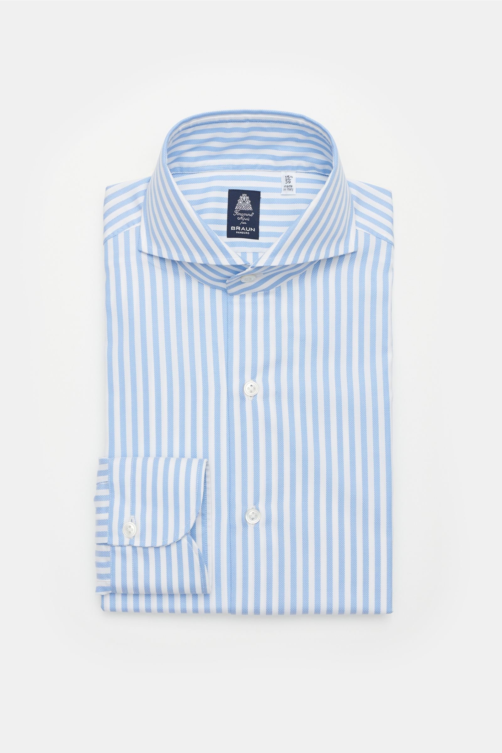 Business shirt 'Sergio Napoli' shark collar light blue/white striped