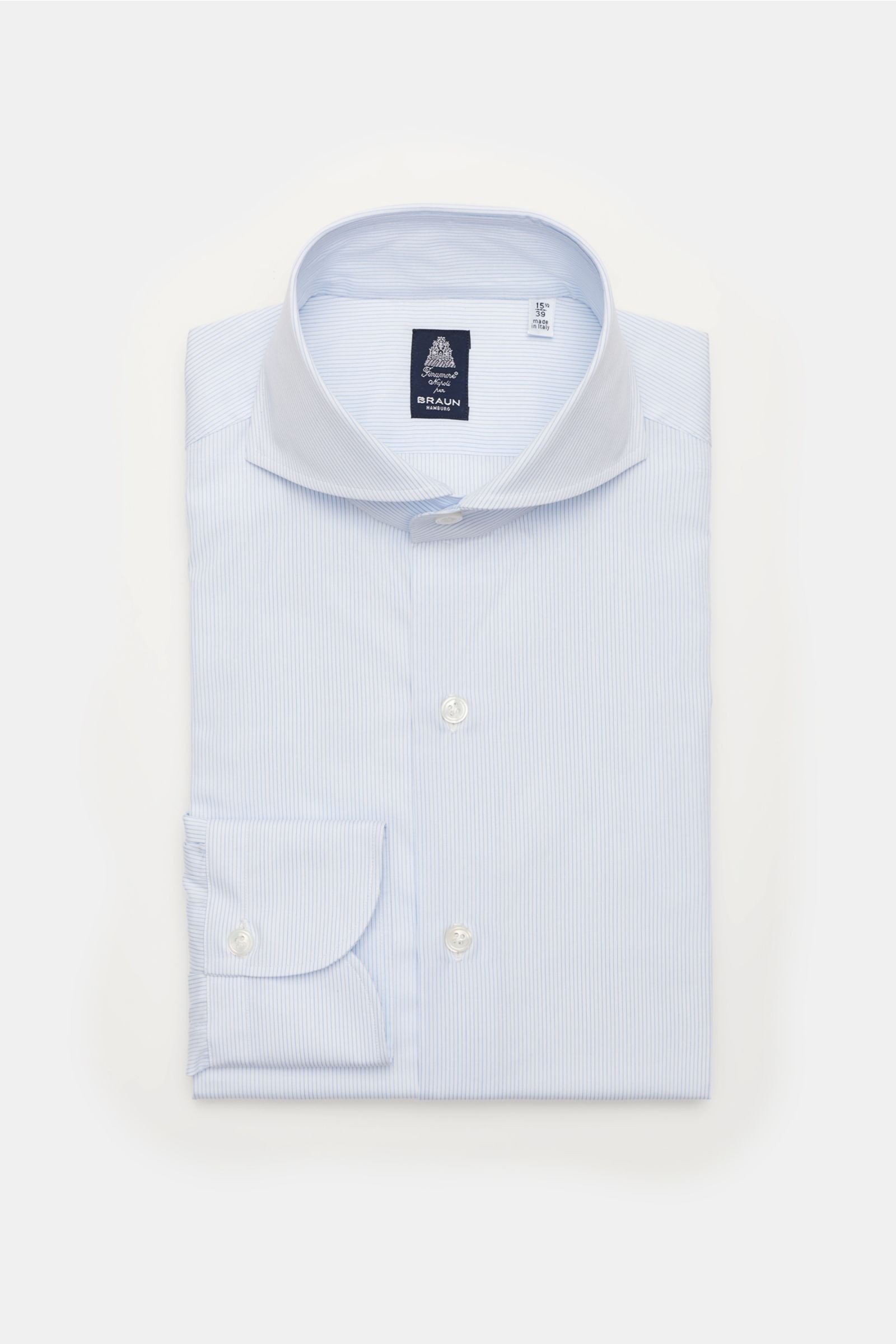 Business shirt 'Sergio Napoli' shark collar white/light blue striped